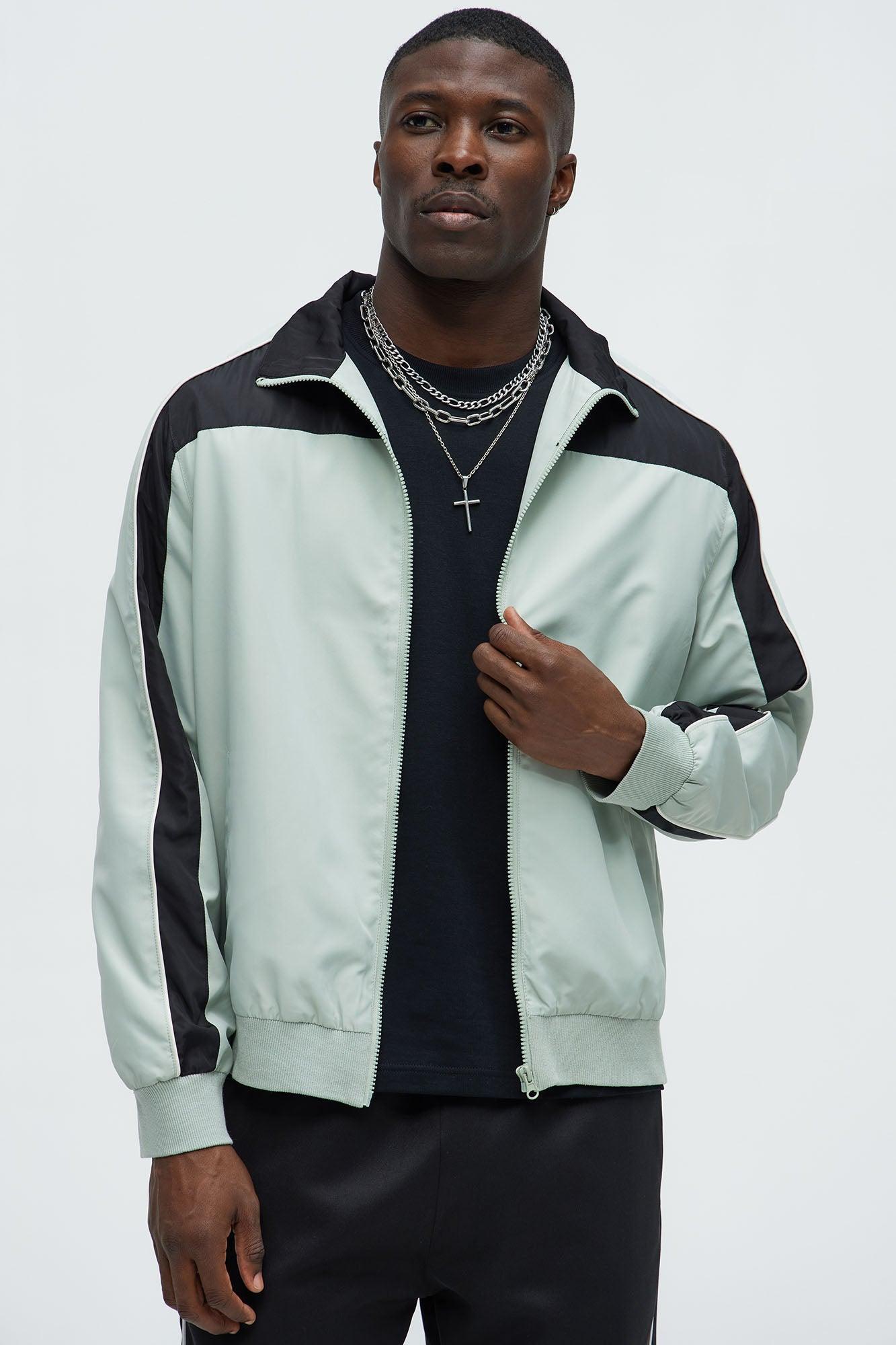 Lightweight Paneled Track Jacket - Sage/combo Product Image