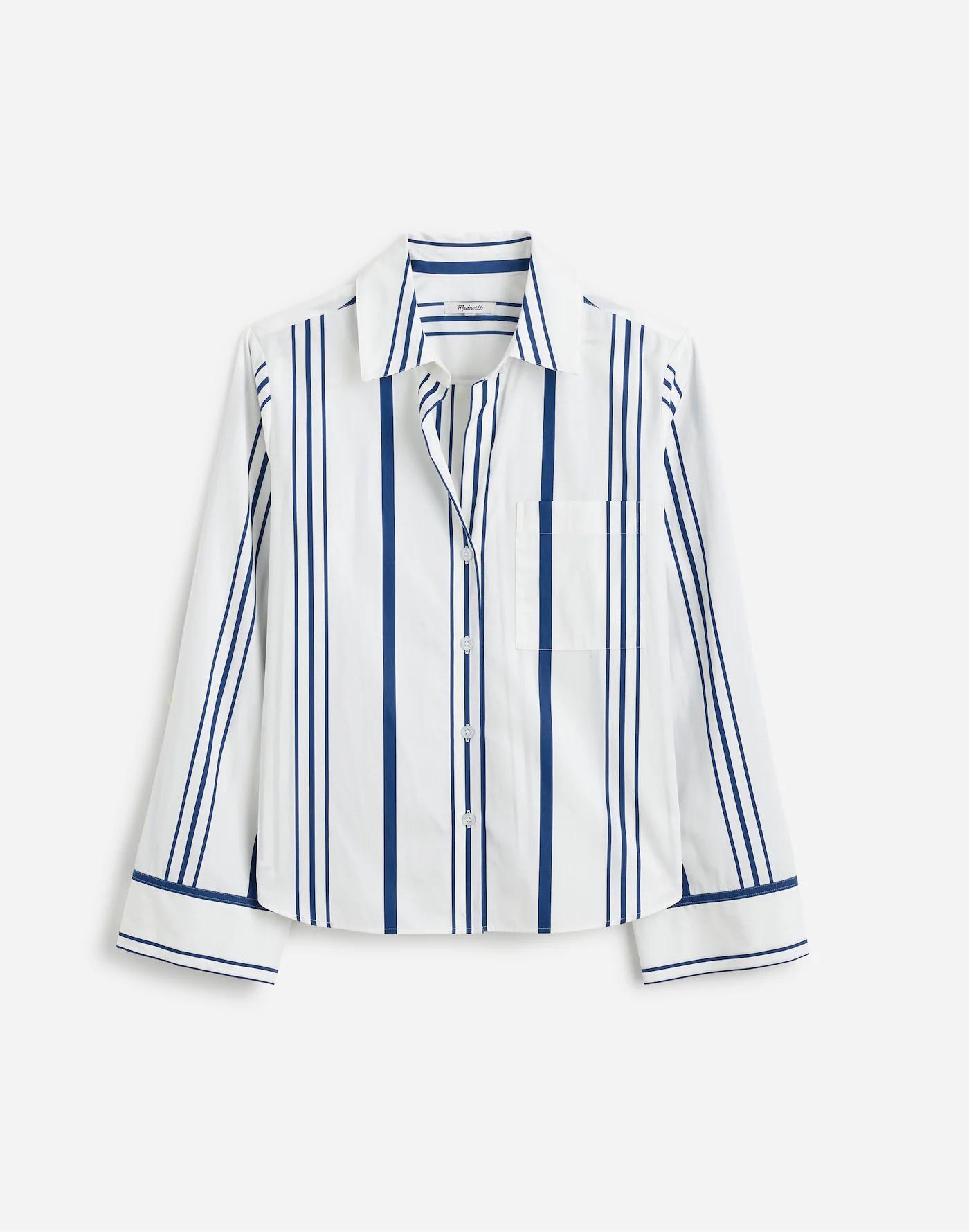 Poplin Easy Y-Neck Button-Up Shirt Product Image