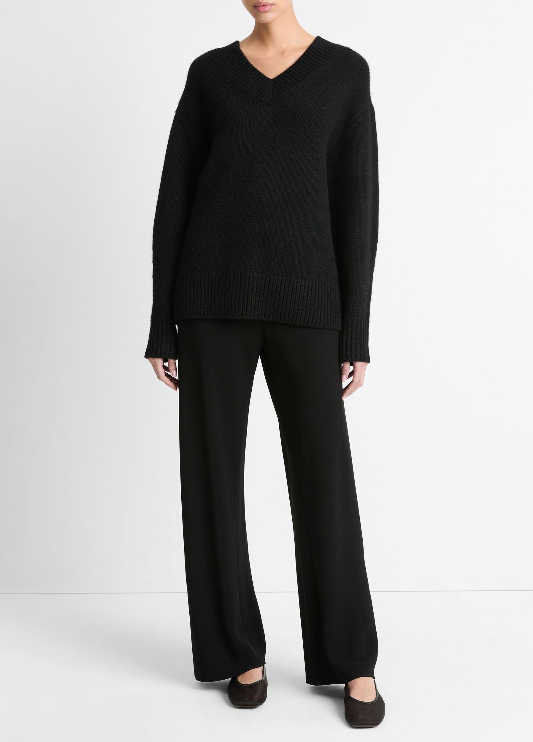 Wool and Cashmere Drop-Shoulder V-Neck Sweater Product Image