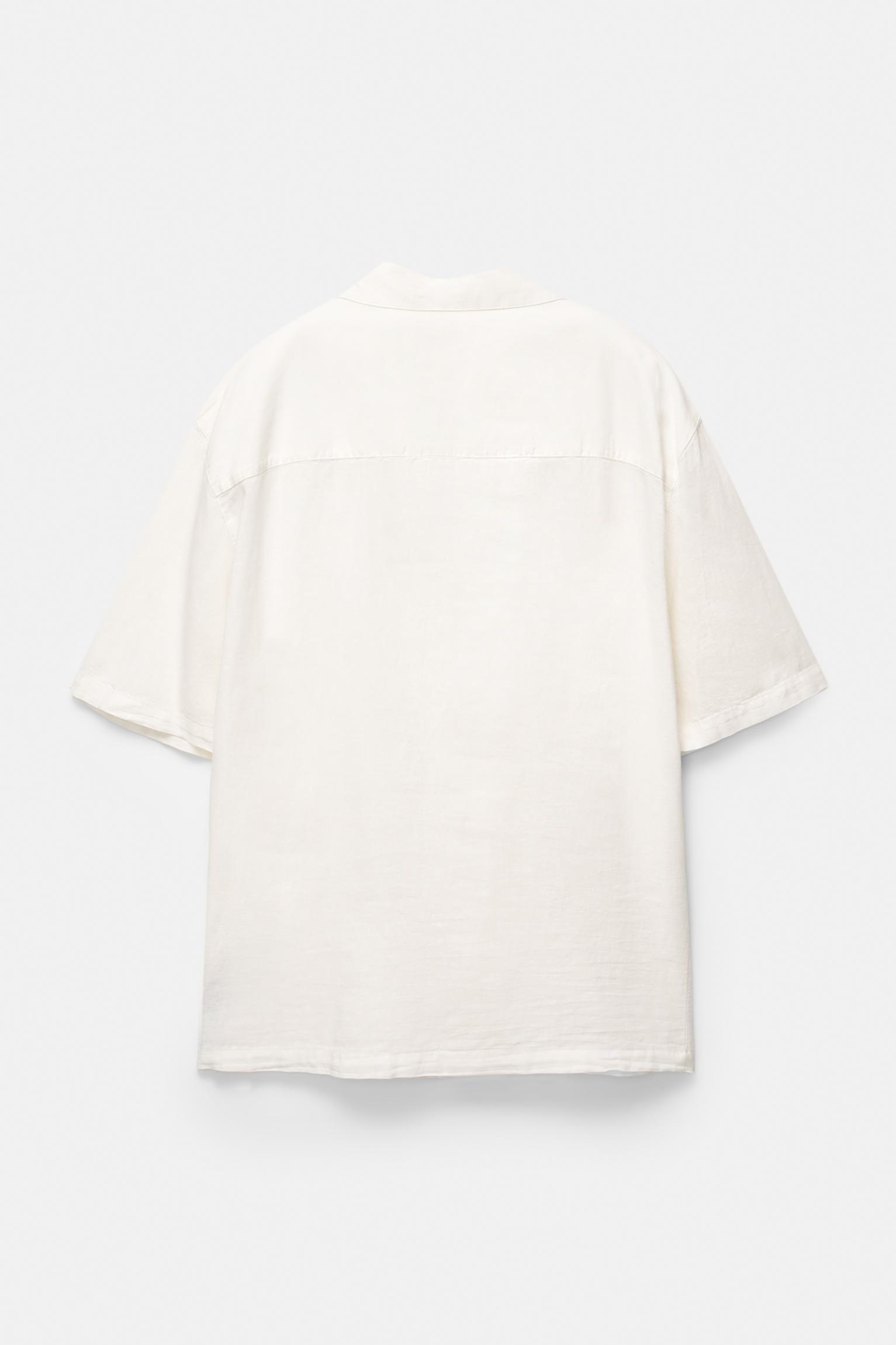 Basic short sleeve linen blend shirt Product Image