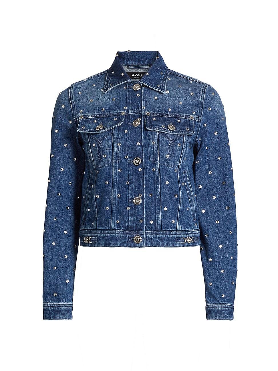 Womens Crystal Embroidery Denim Jacket Product Image