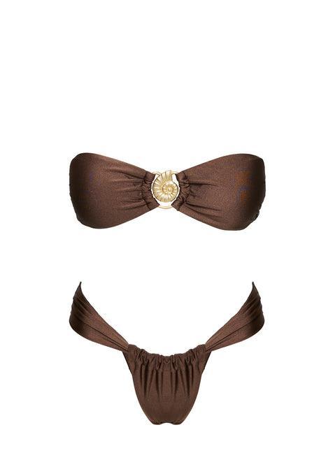 Elaila Bandeau Bikini Top Brown Product Image