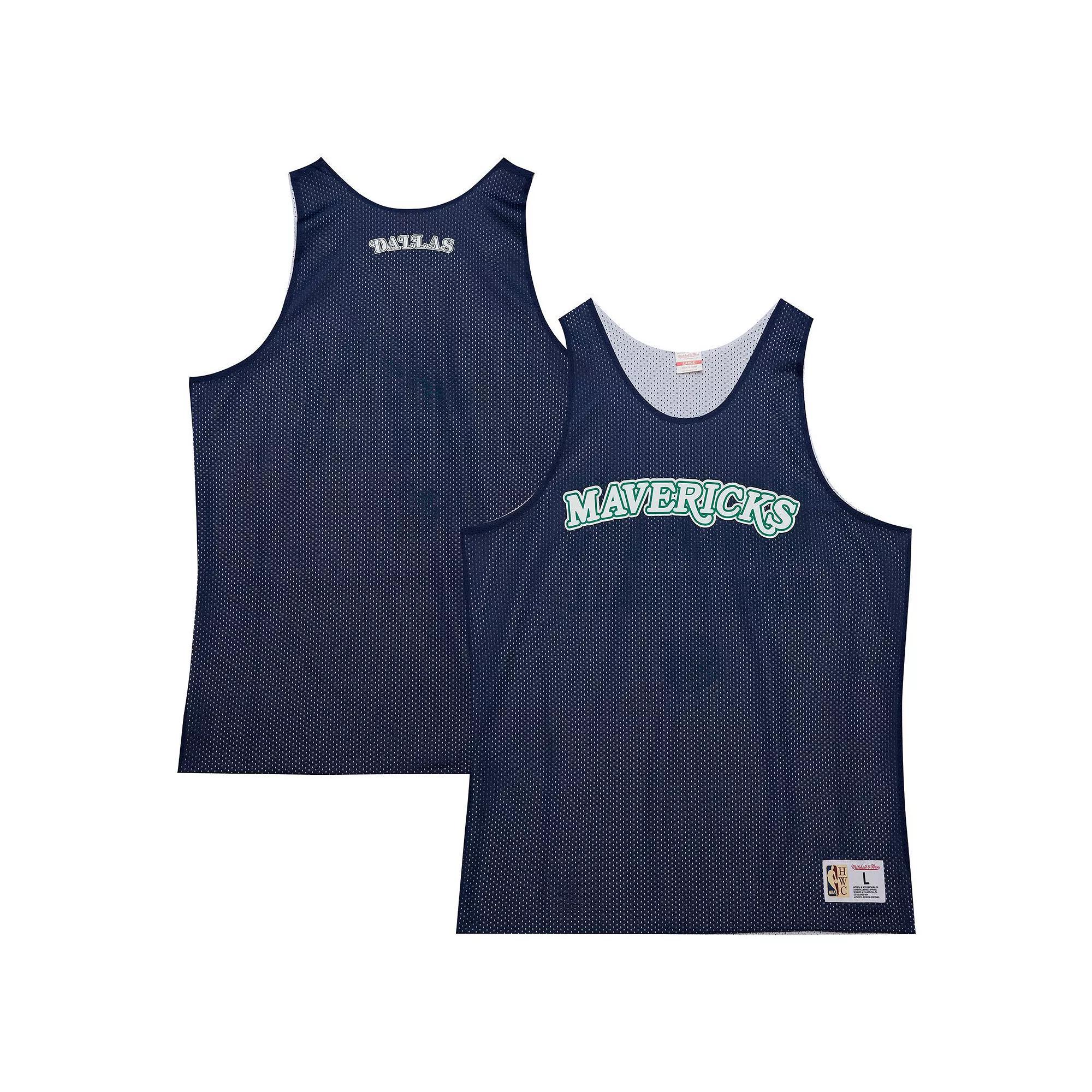 Men's Mitchell & Ness Navy/White Dallas Mavericks Hardwood Classics Reversible Mesh Practice Jersey, Size: Medium, Blue Product Image