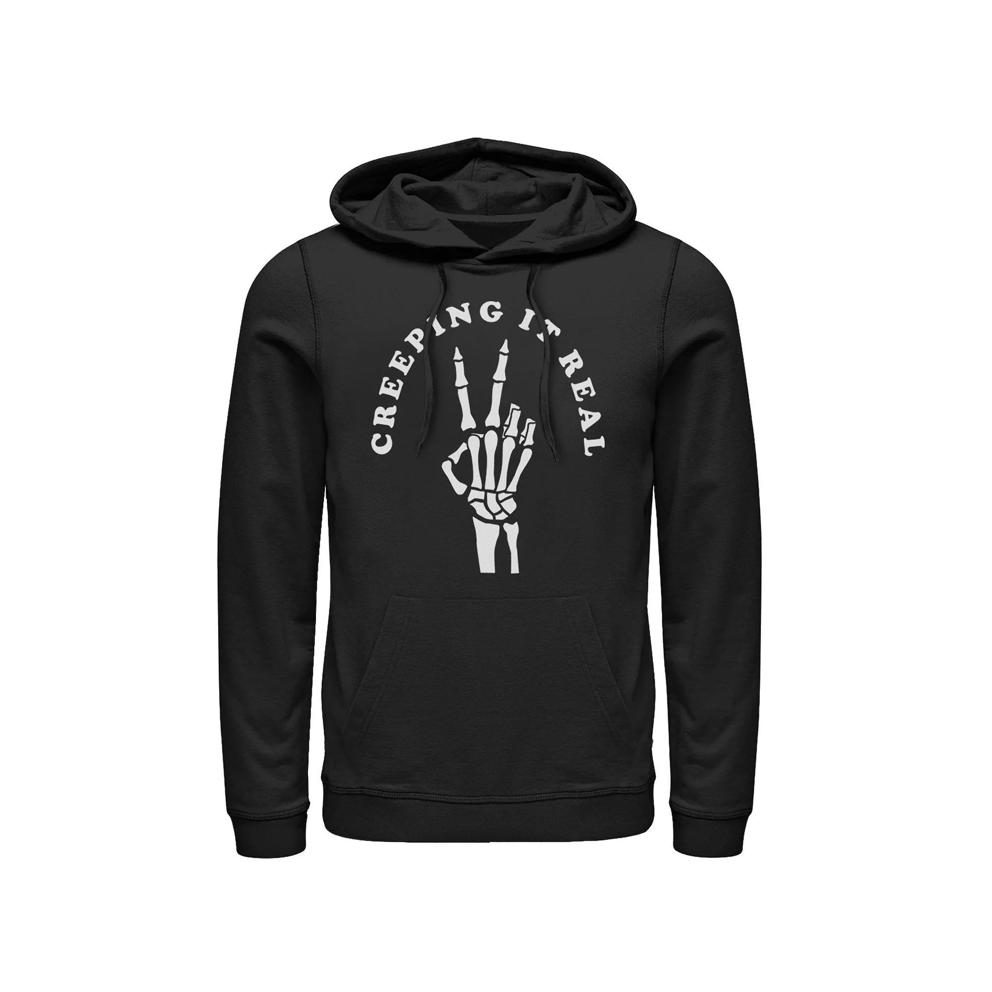 Mens Creeping It Real Skeleton Peace Sign Hoodie, Men's,  Product Image