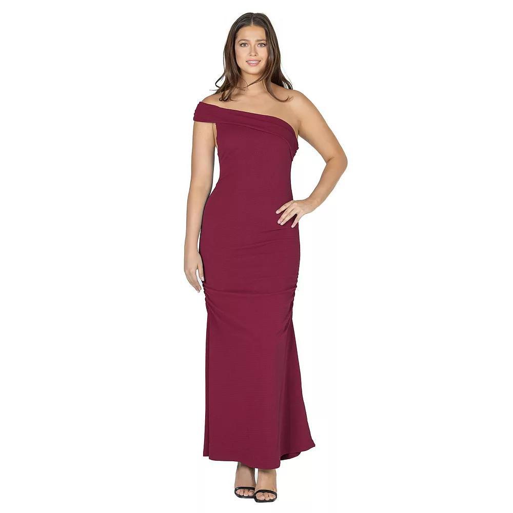 Women's 24Seven Comfort Apparel One-Shoulder Ruched Mermaid Maxi Dress,  Product Image