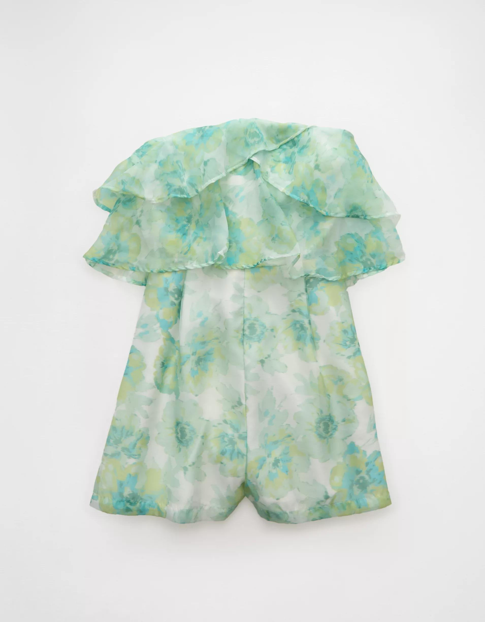 AE Strapless Organza Ruffle Romper Product Image