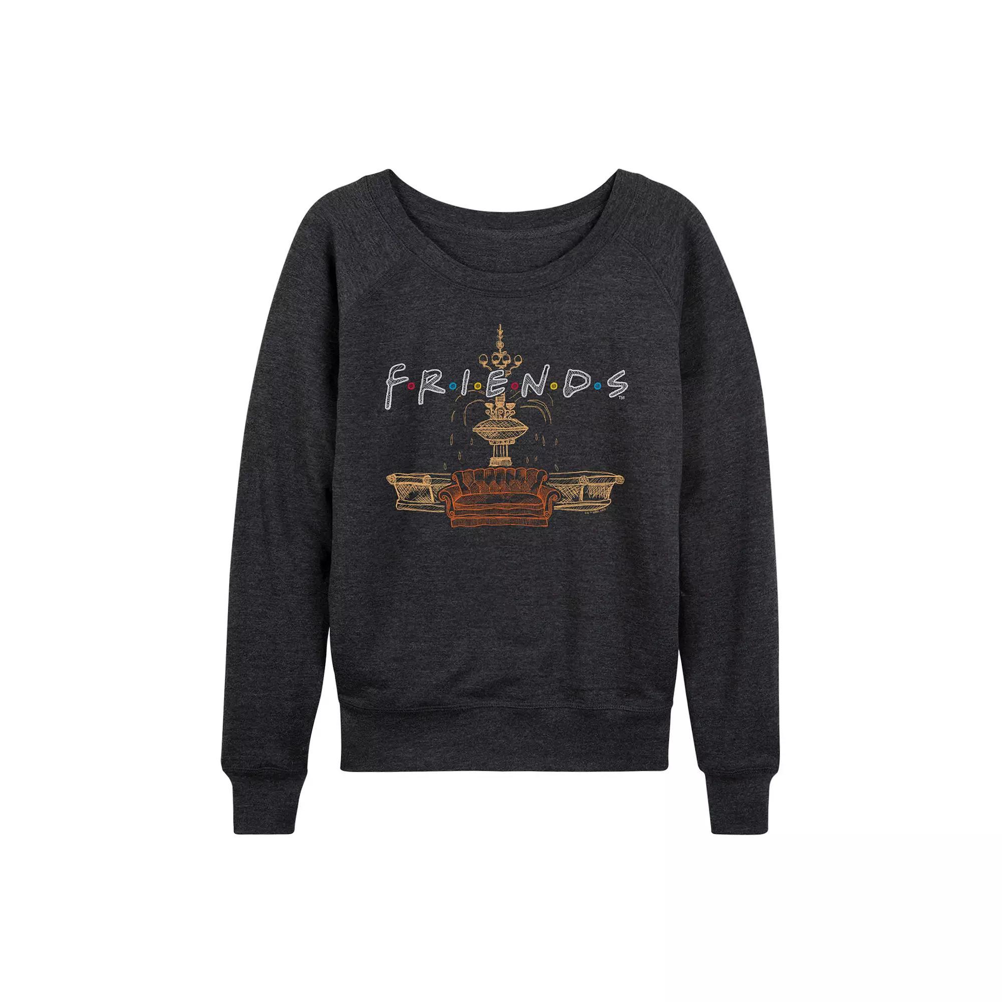 Women's Friends Couch Fountain Set French Terry Long Sleeve Tee,  Product Image