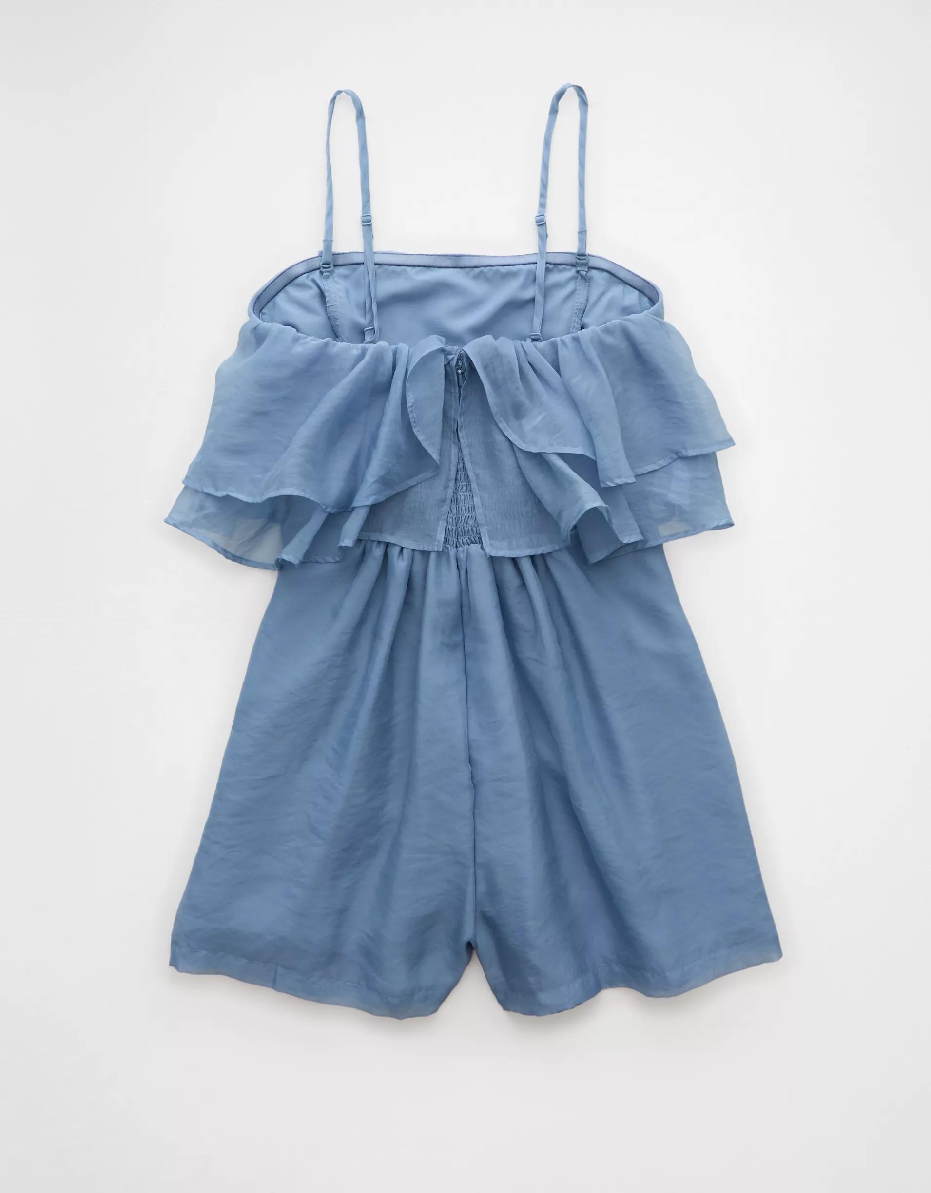 AE Strapless Organza Ruffle Romper Product Image