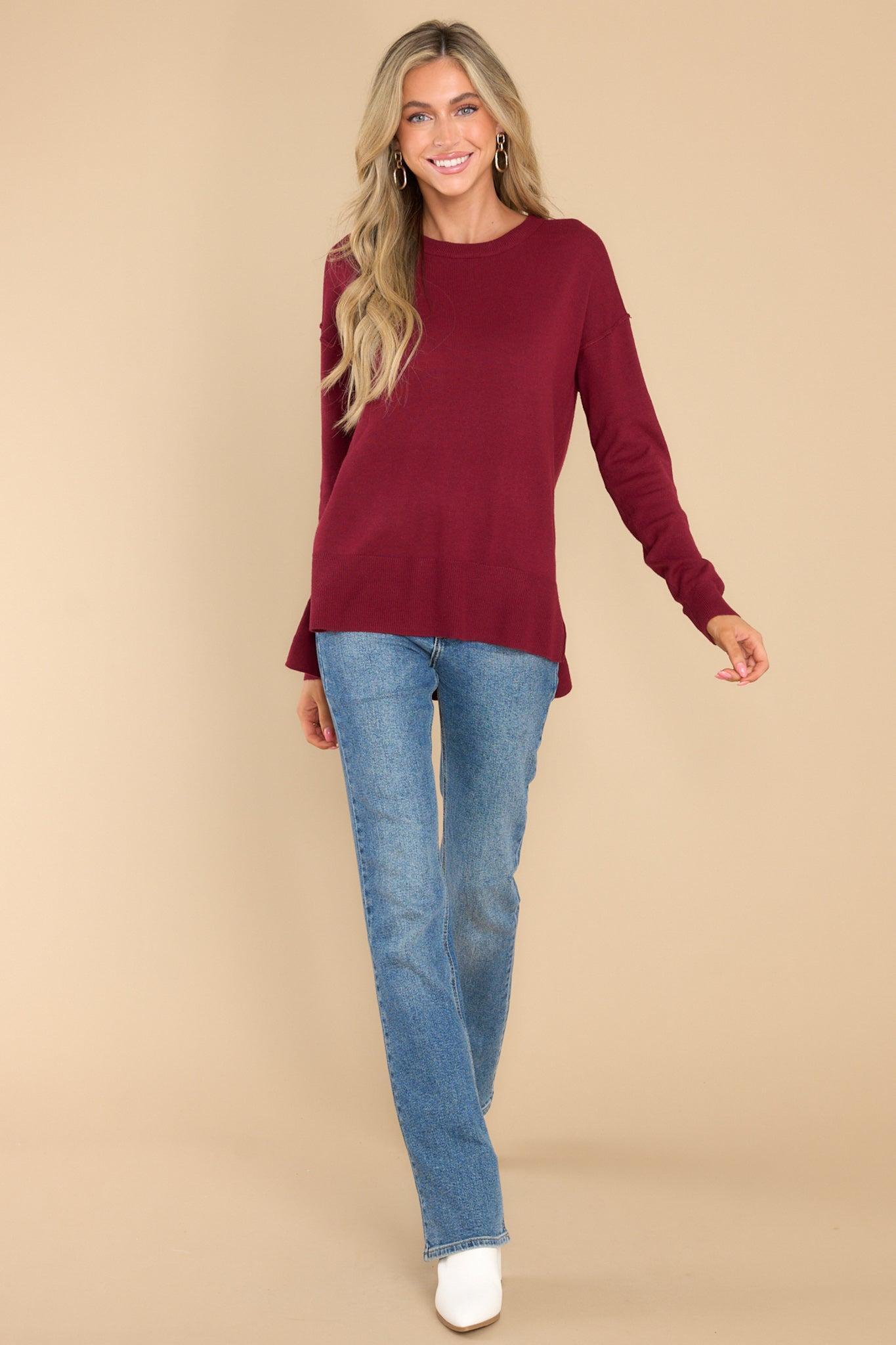 Bonfire Weekends Burgundy Sweater Product Image