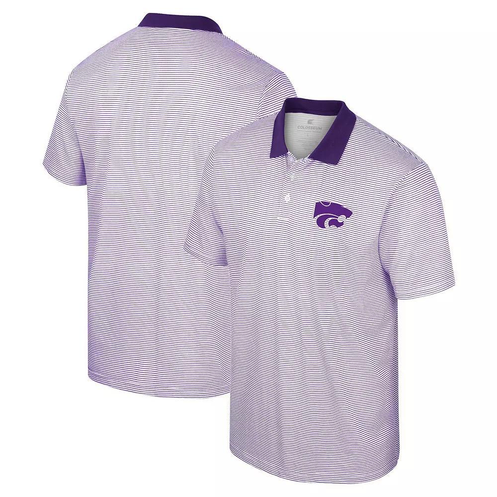 Men's Colosseum White/Purple Kansas State Wildcats Print Stripe Polo, Size: Medium Product Image