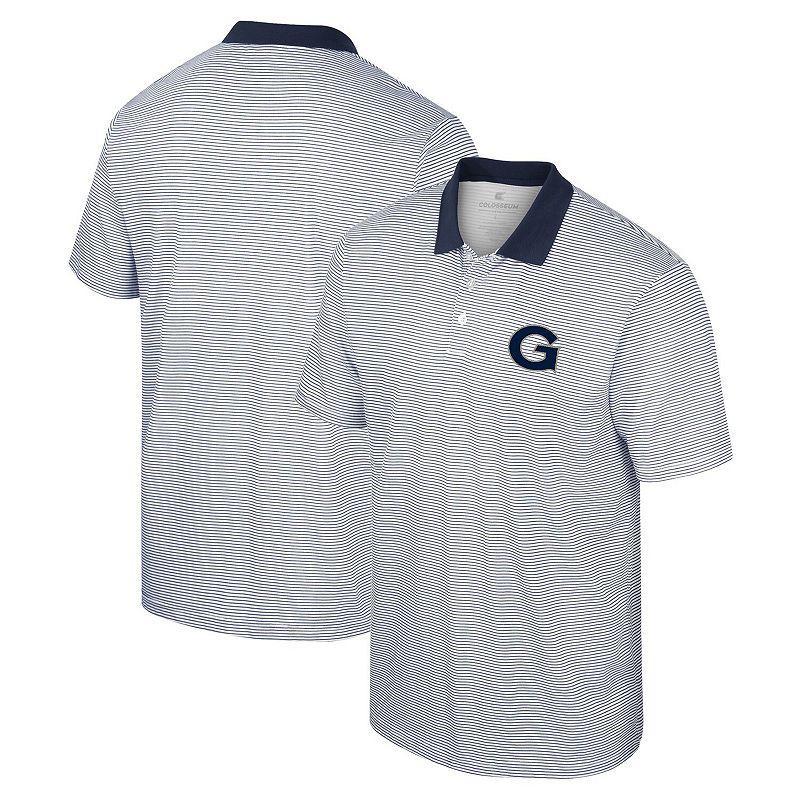 Men's Colosseum White Georgetown Hoyas Print Stripe Polo, Size: Large, Grg White Product Image