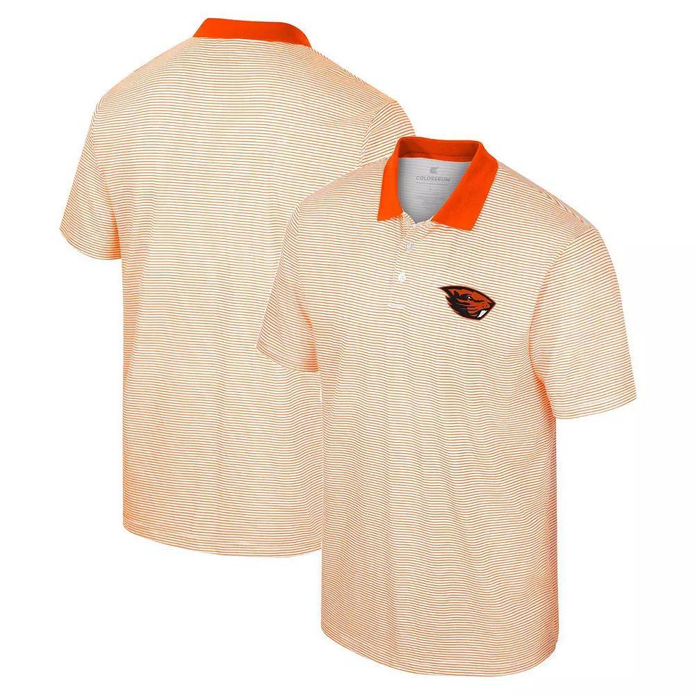 Men's Colosseum White/Orange Oregon State Beavers Print Stripe Polo, Size: XL Product Image