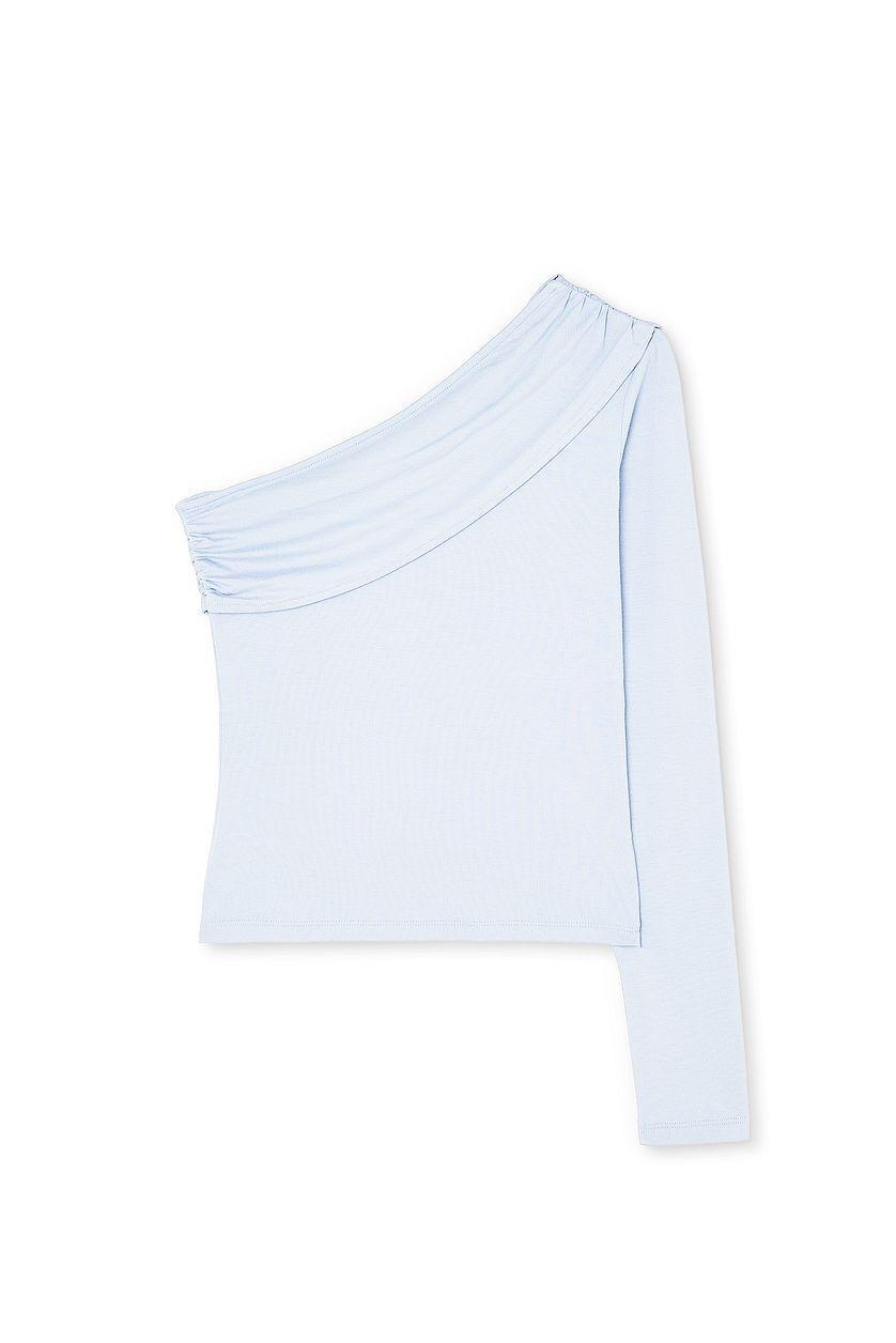 Soft Line One Sleeve Draped Top Product Image