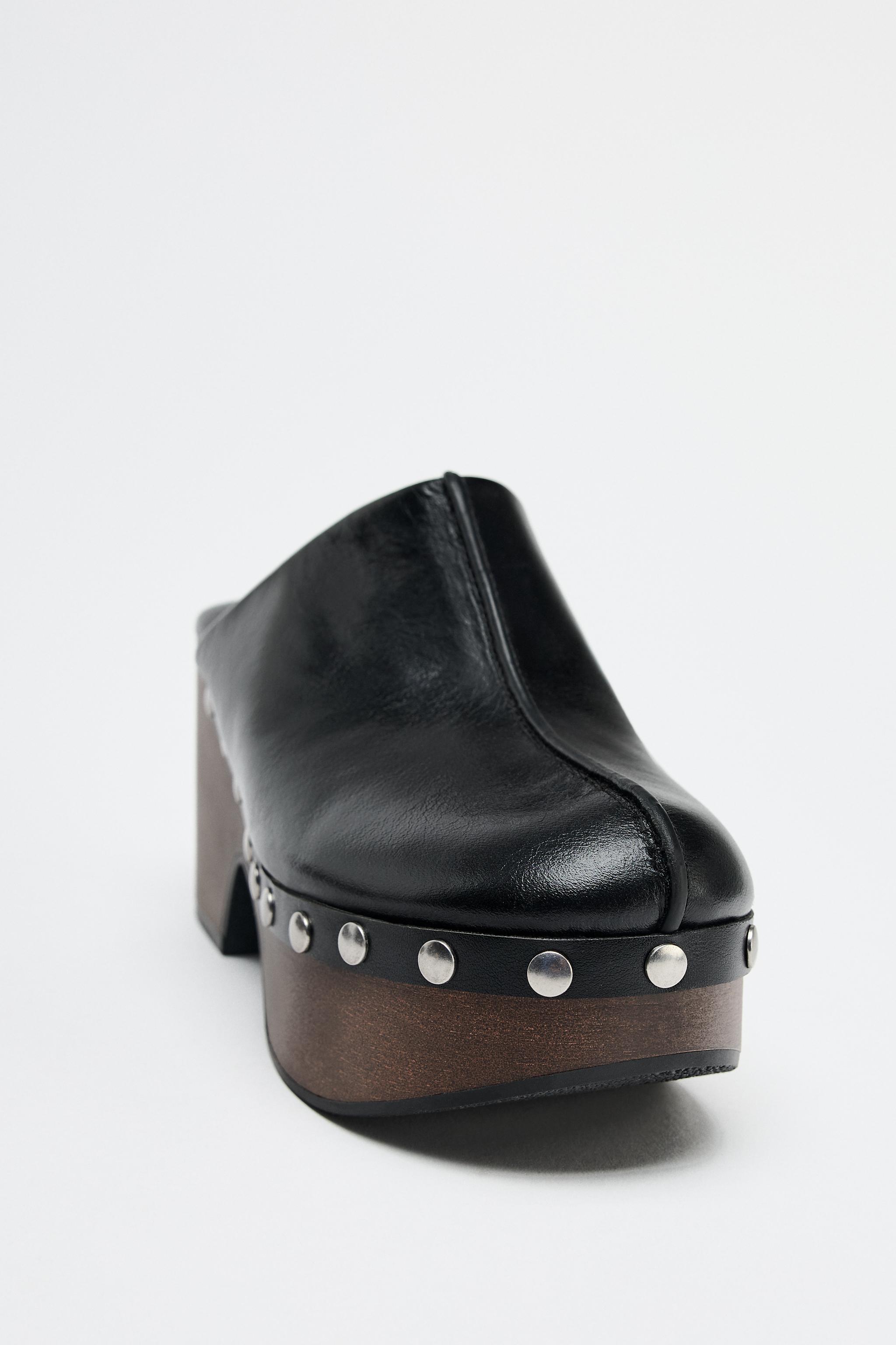 STUDDED LEATHER CLOGS Product Image