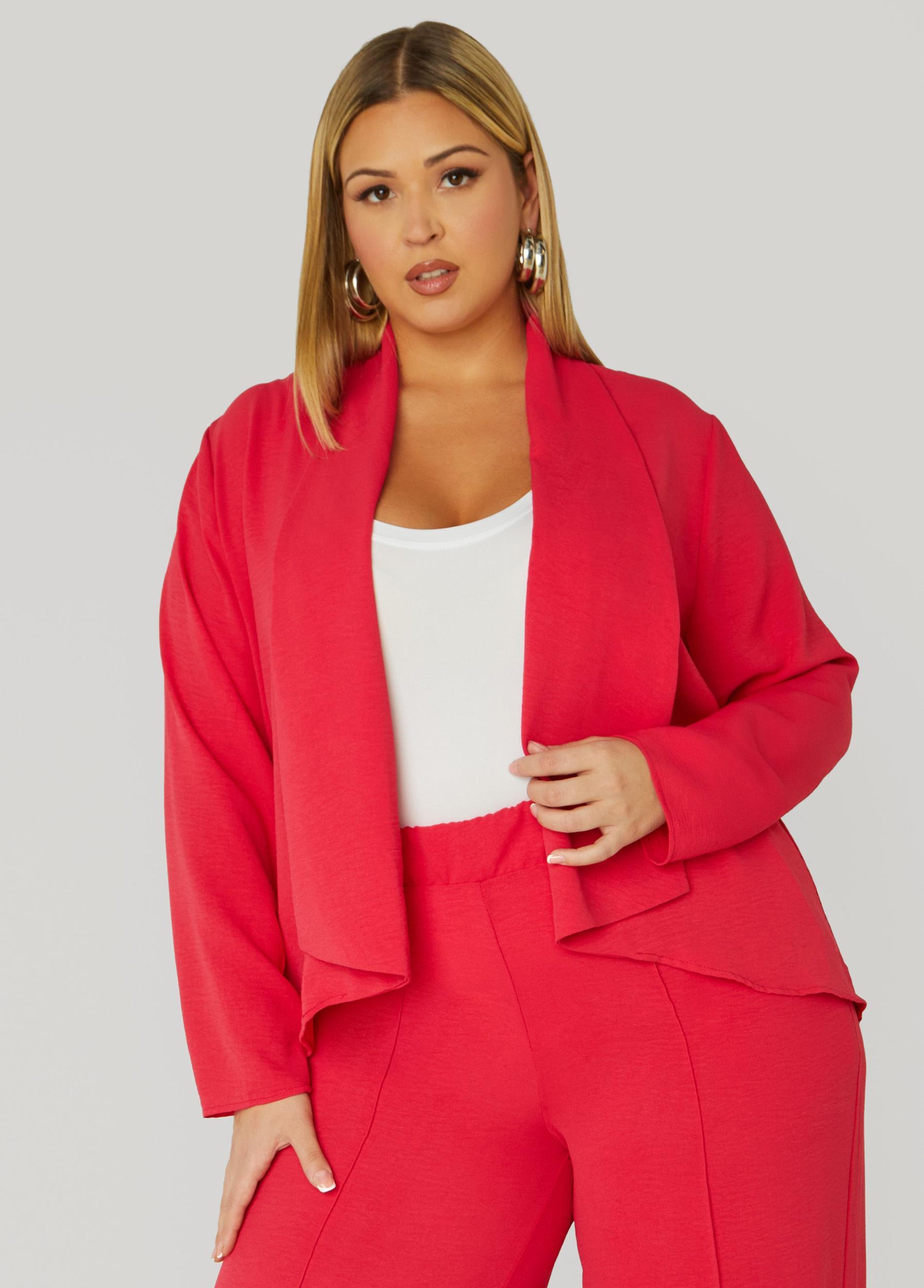 Plus Size Draped Textured Jacket Ashley Stewart Product Image