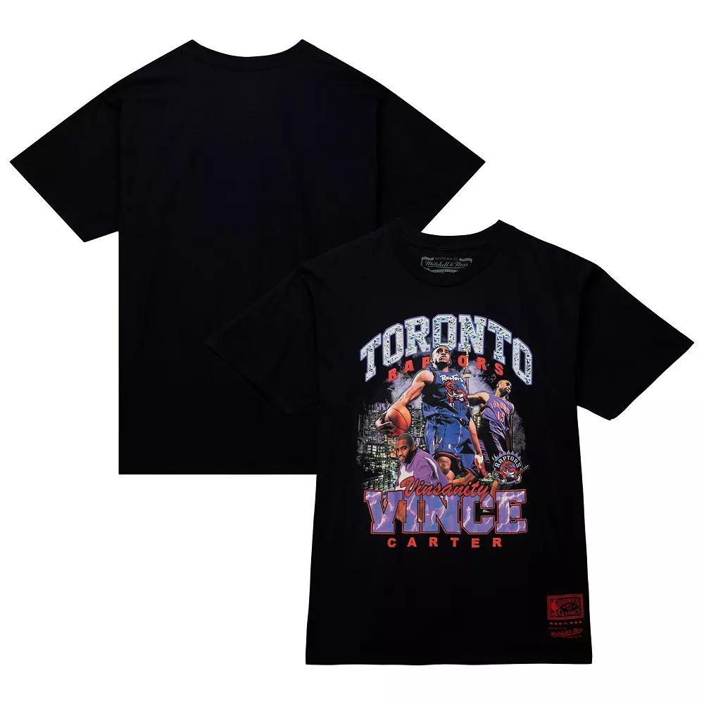 Mens Mitchell & Ness Vince Carter Black Toronto Raptors Hardwood Classics Bling Concert Player T-Shirt Product Image