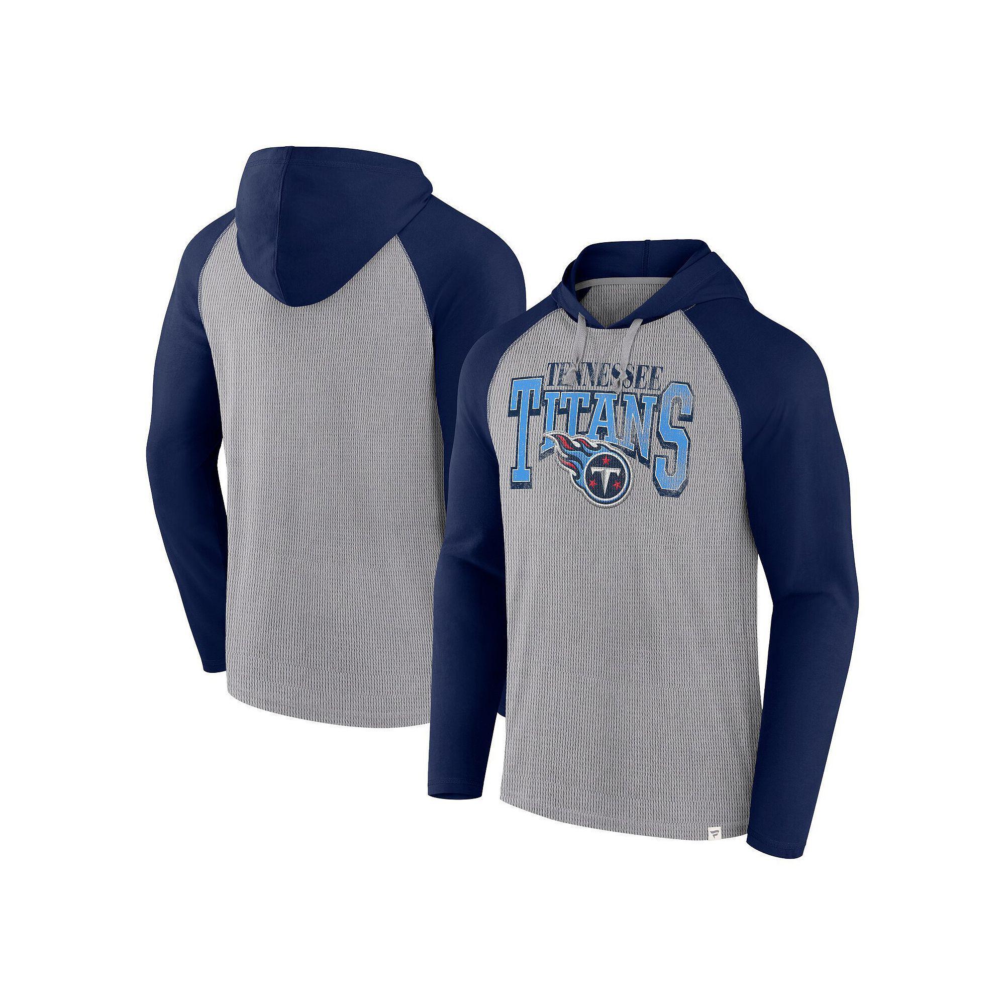 Men's Fanatics Gray/Navy Tennessee Titans Under Center Long Sleeve Hoodie T-Shirt,  Product Image