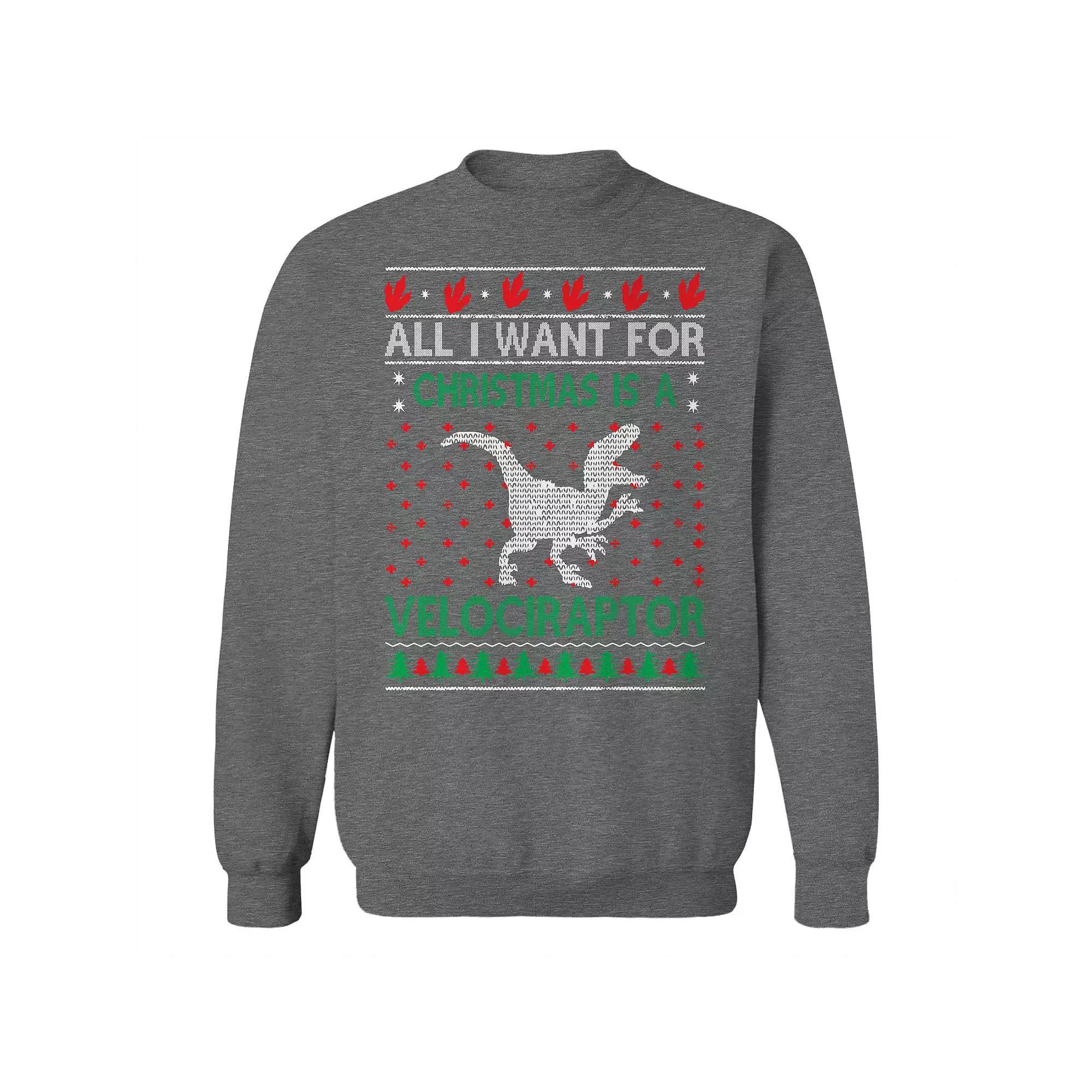 Men's Christmas Velociraptor Sweater Graphic Sweatshirt, Adult Unisex,  Product Image