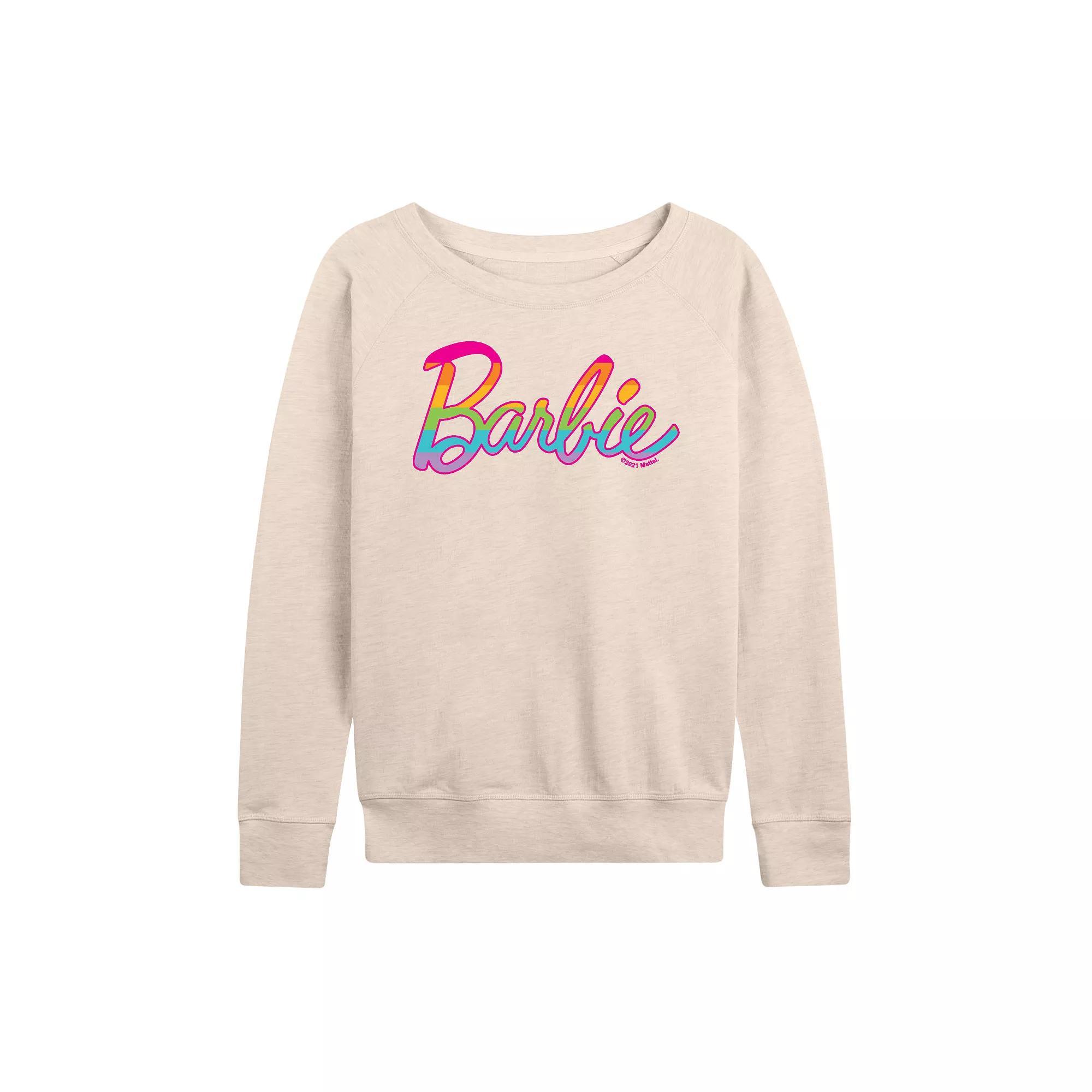 Women's Barbie® Pride Rainbow Fill French Terry Long Sleeve Tee, Girl's,  Product Image