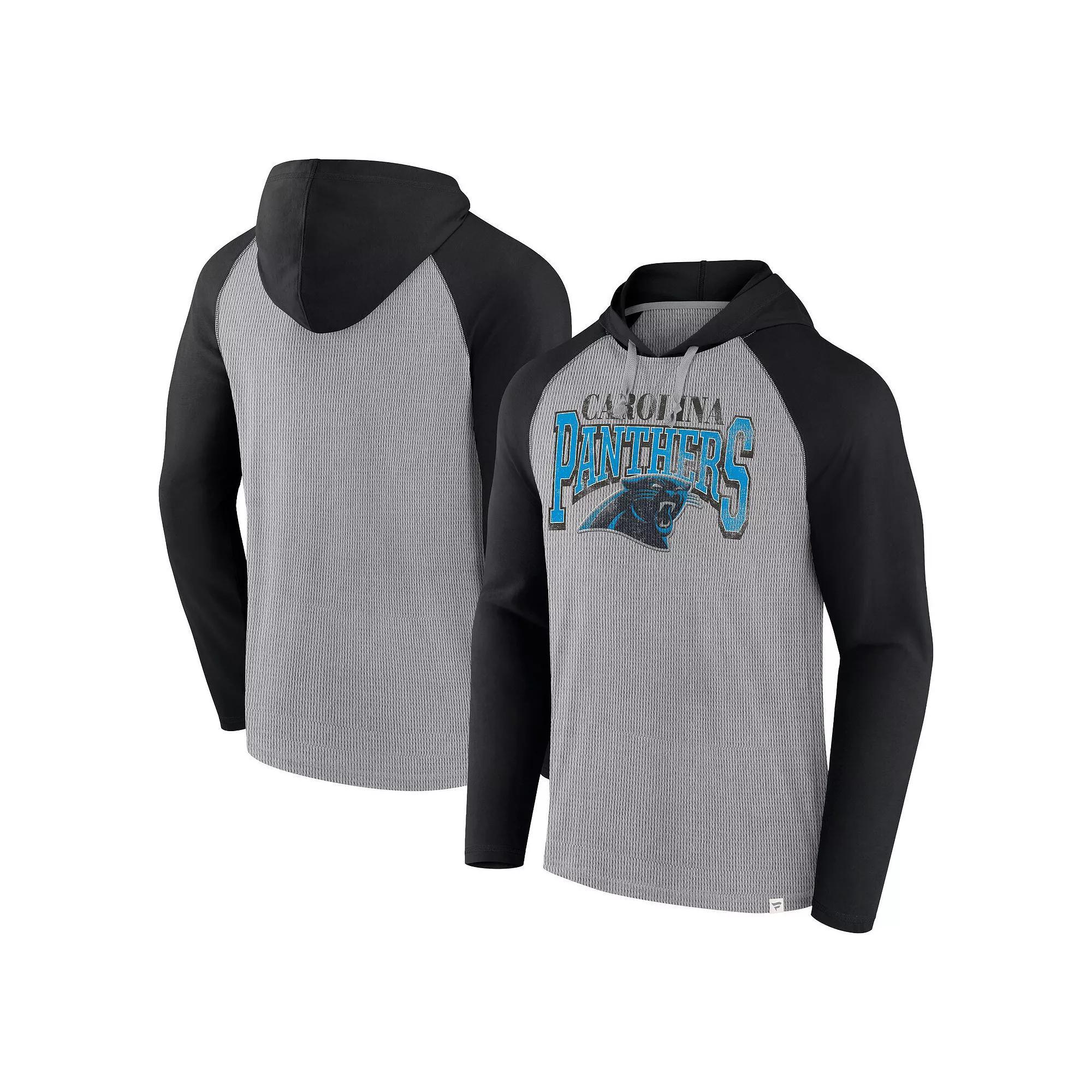 Men's Fanatics Gray/Black Carolina Panthers Under Center Long Sleeve Hoodie T-Shirt,  Product Image