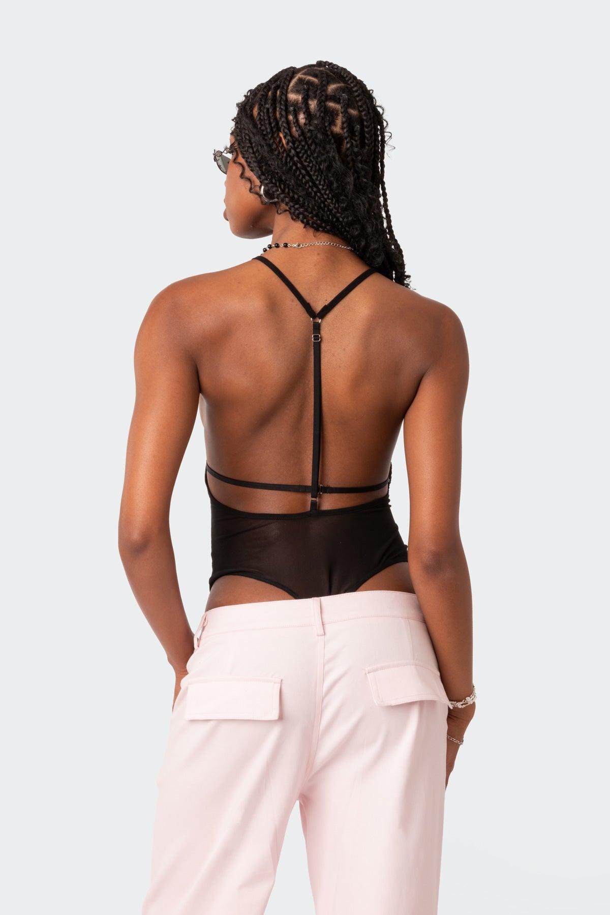 Alva Open Back Sheer Mesh Bodysuit Product Image