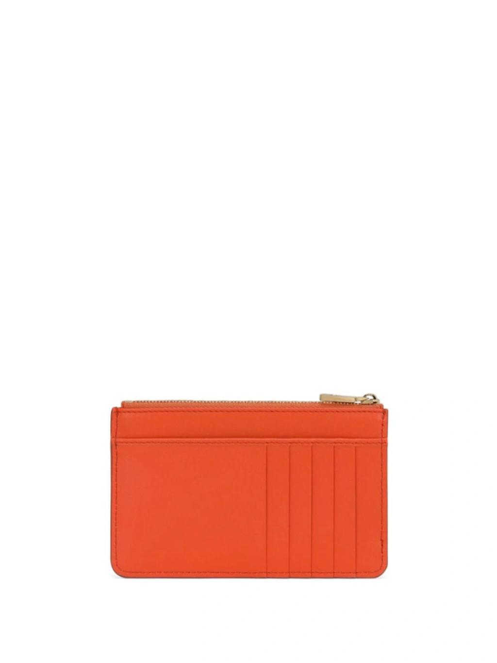 DOLCE & GABBANA Dg-logo Zipped Leather Wallet In Orange Product Image