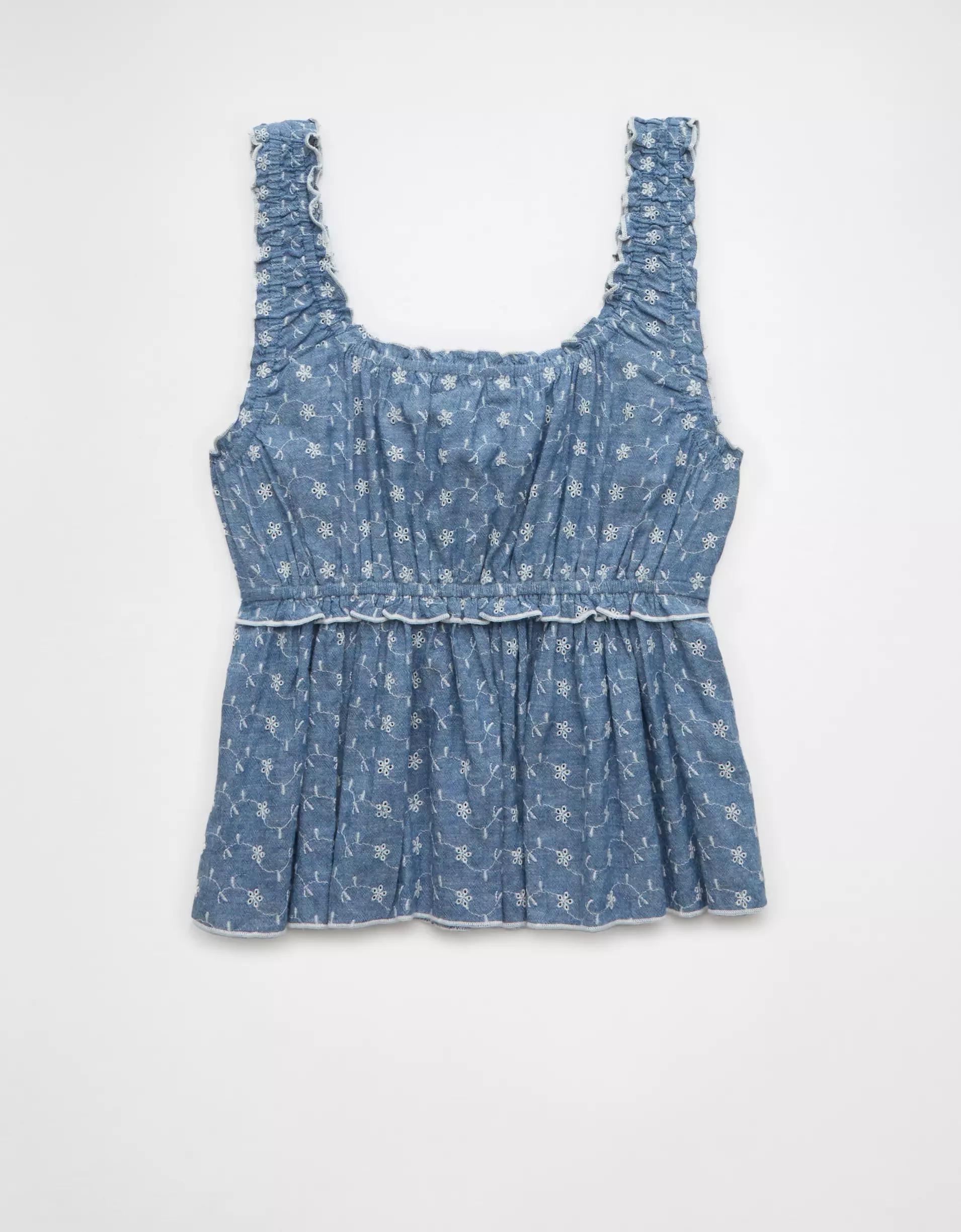 AE Ruched Strap Cropped Tank Top Product Image