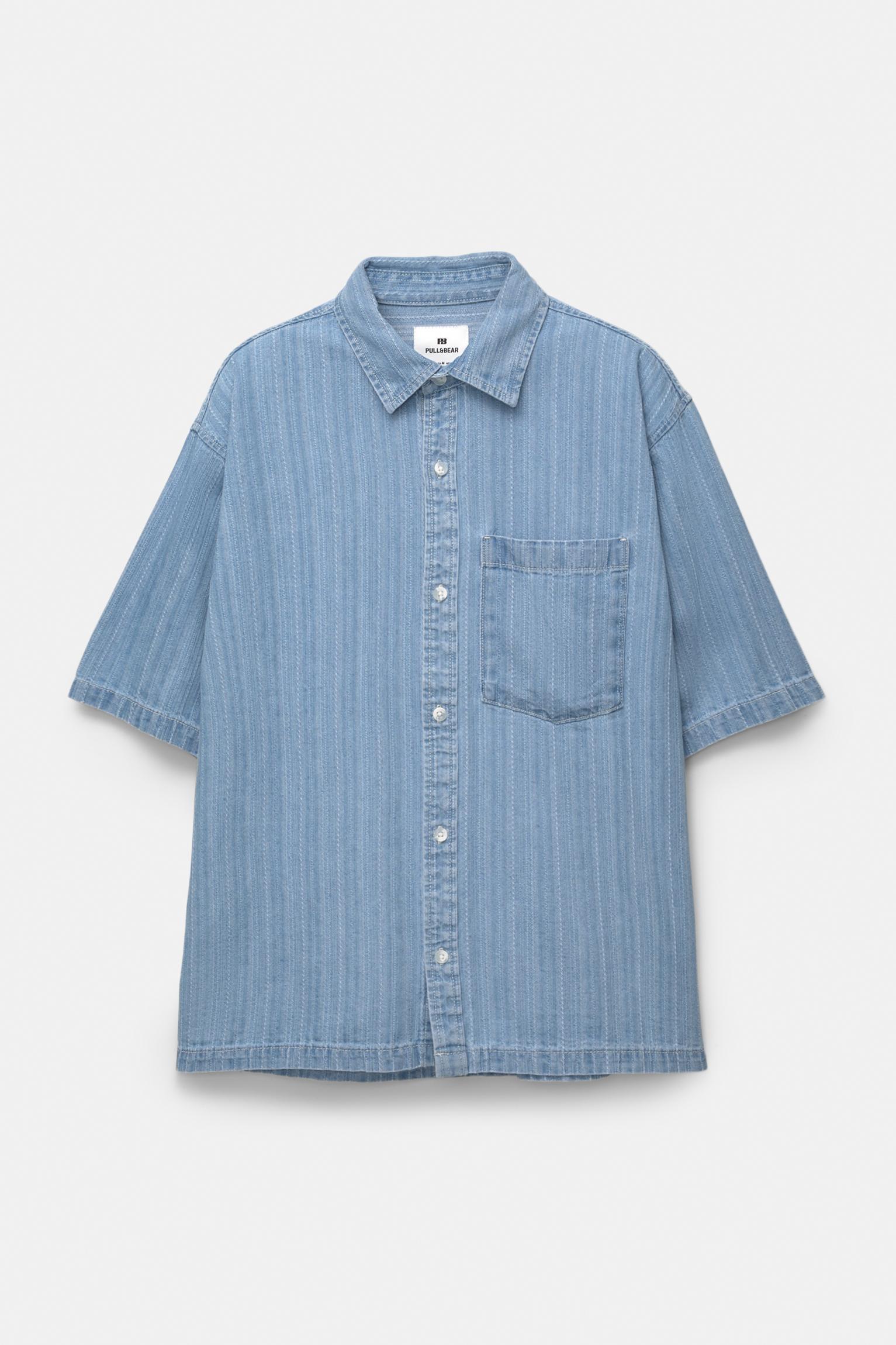 Striped jacquard short sleeve shirt Product Image