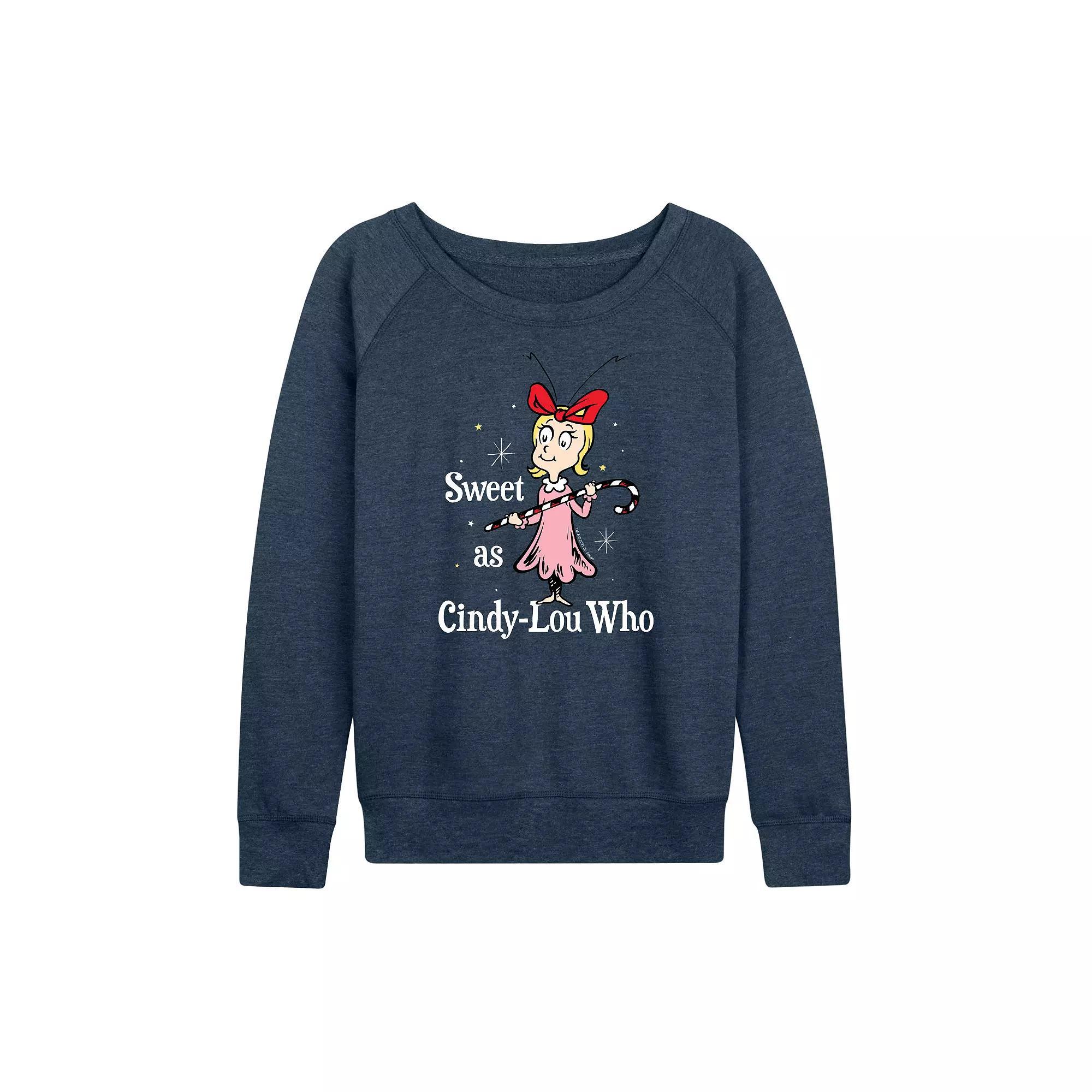 Women's Dr. Seuss The Grinch Cindy Lou Who French Terry Long Sleeve Tee, Girl's,  Product Image