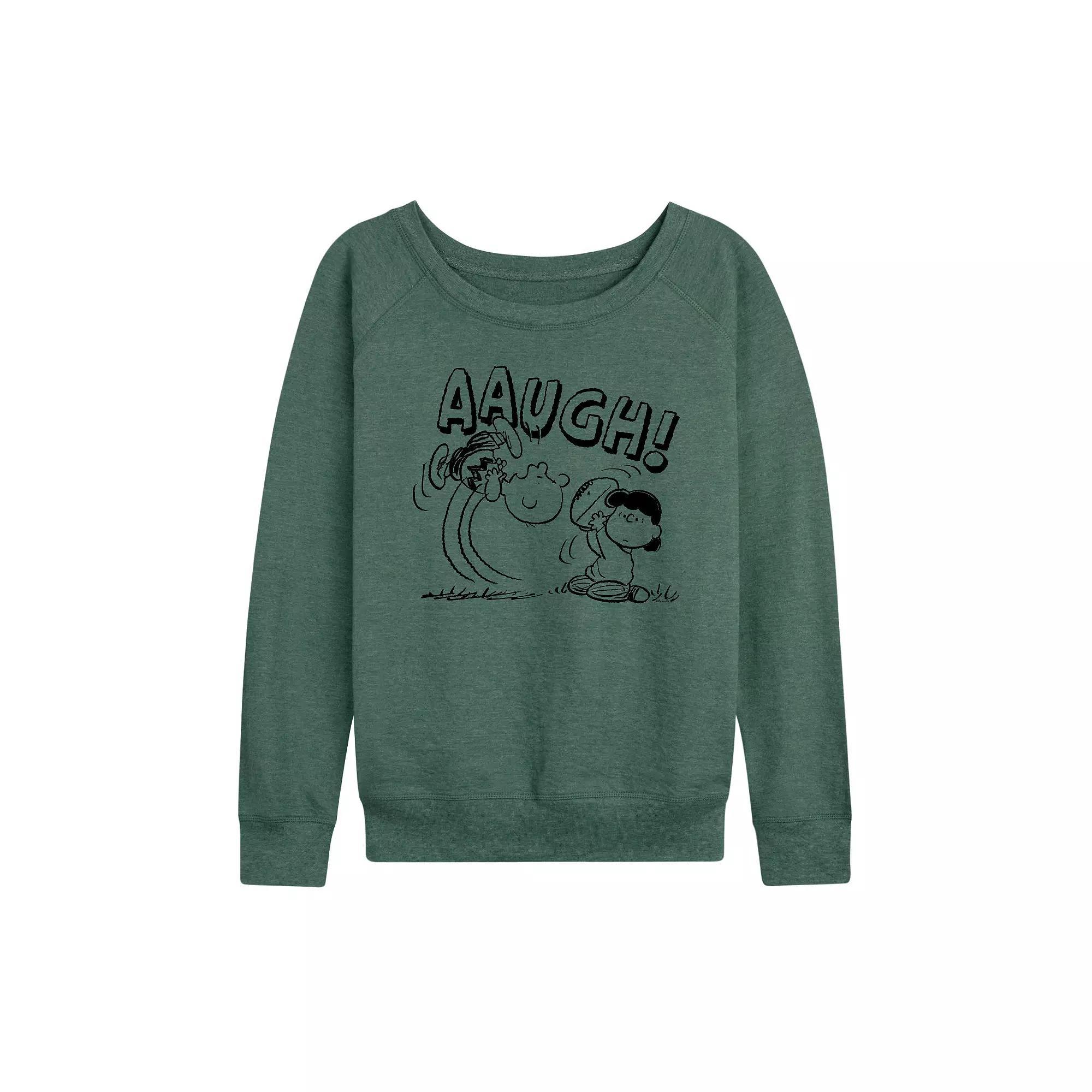 Women's Peanuts Charlie Brown Football French Terry Long Sleeve Tee, Girl's, Size: XL, Grey Green Product Image