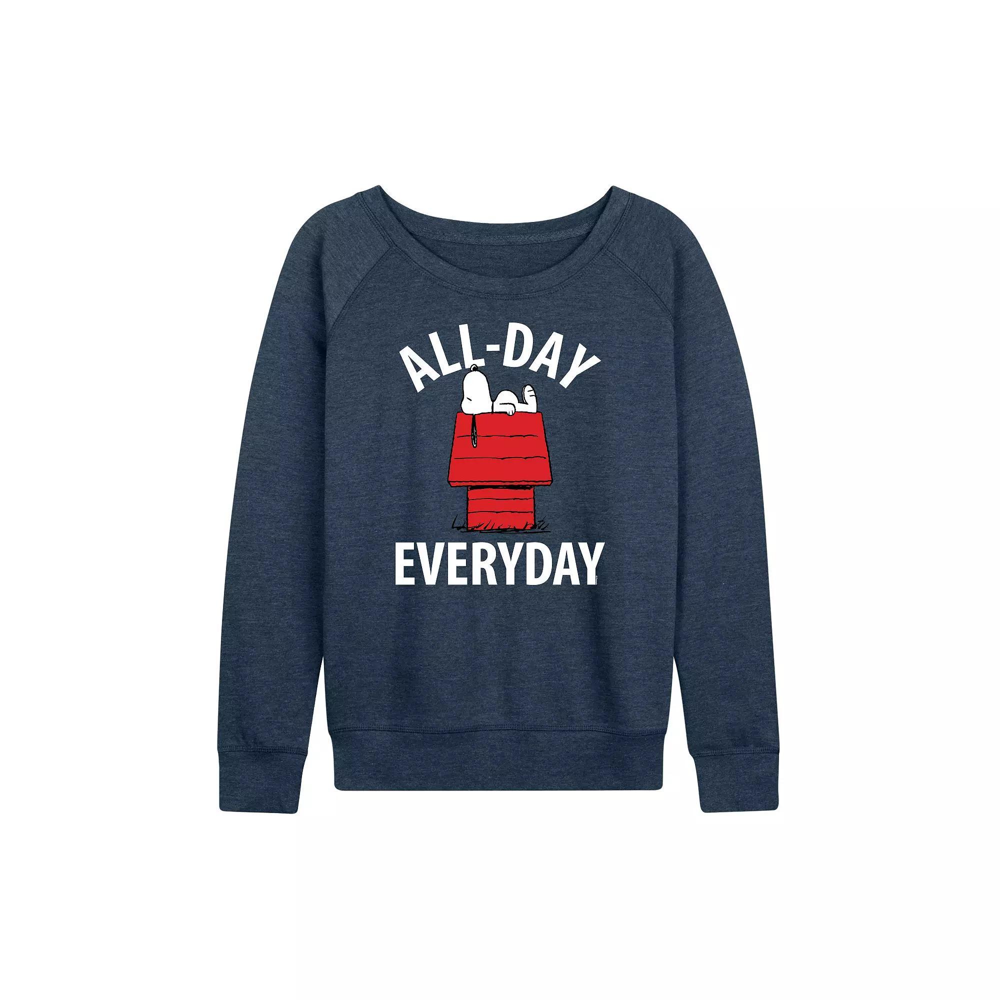 Women's Peanuts Snoopy All Day Everyday Art French Terry Long Sleeve Tee, Girl's,  Product Image