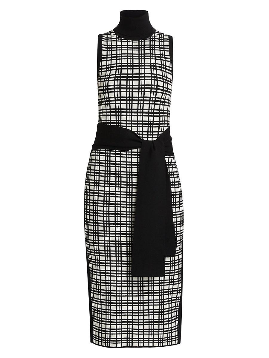 Womens Peggy Windowpane Knit Sleeveless Midi-Dress Product Image