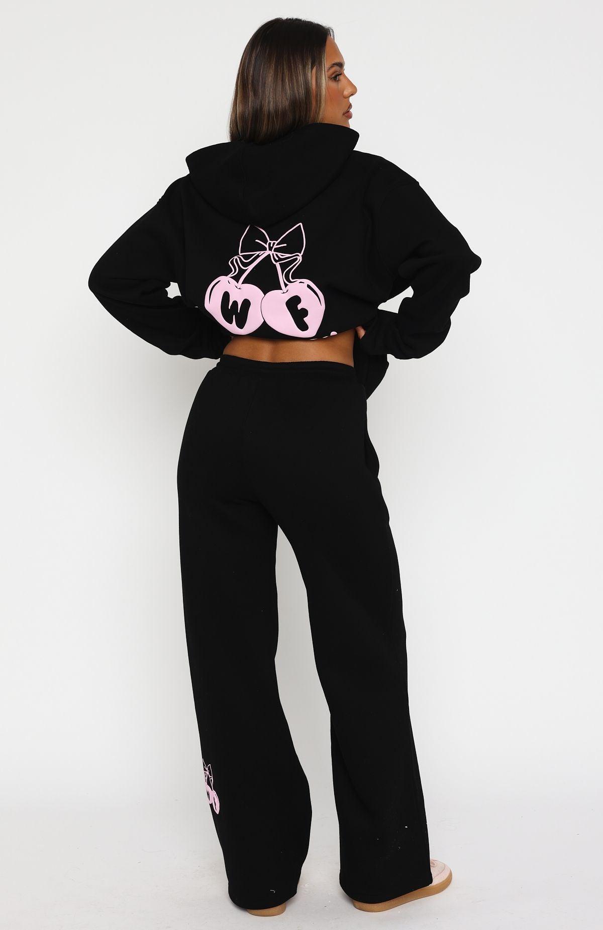 Feel The Love Wide Leg Sweatpants Black Product Image