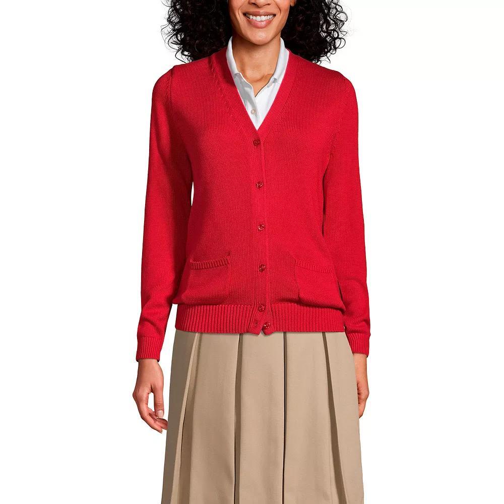 Women's Lands' End School Uniform Button Front V-Neck Cardigan Sweater,  Product Image
