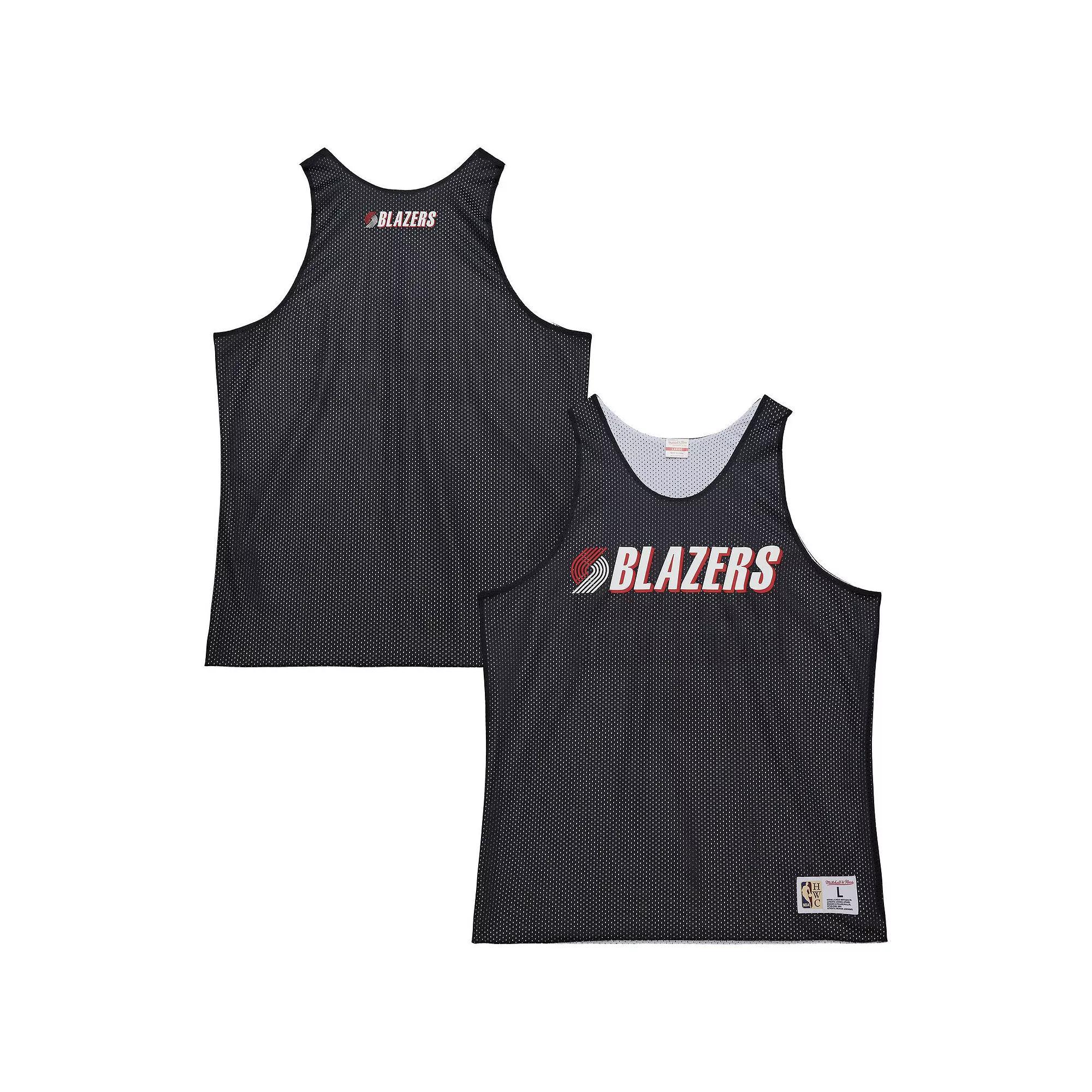 Men's Mitchell & Ness Black/White Portland Trail Blazers Hardwood Classics Reversible Mesh Practice Jersey, Size: Medium Product Image