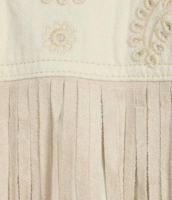 Scully Western Embroidered and Fringe Detailed Western Denim Jean Statement Jacket Product Image