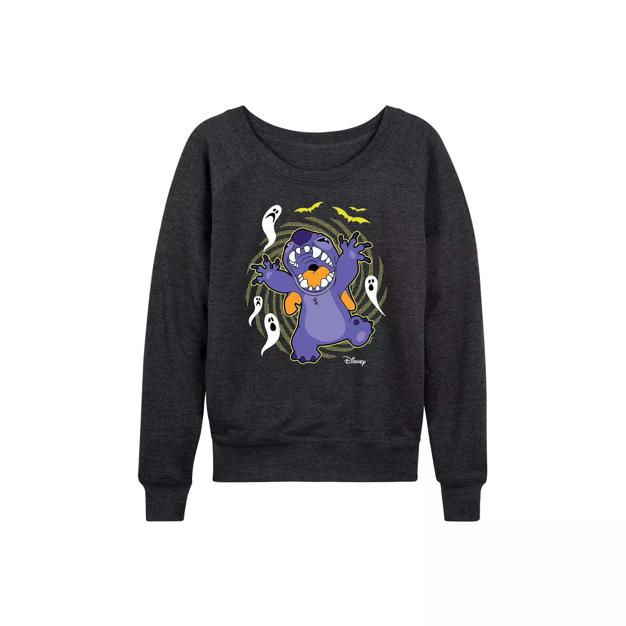 Disney's Lilo & Stitch Women's Halloween Ghosts French Terry Long Sleeve Tee,  Product Image