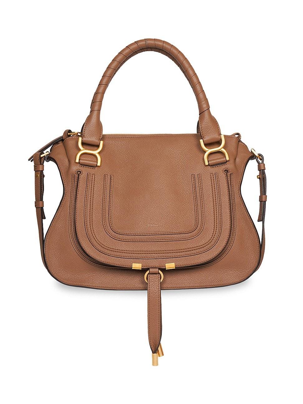 Marcie Medium Double Carry Satchel Bag in Grained Leather Product Image