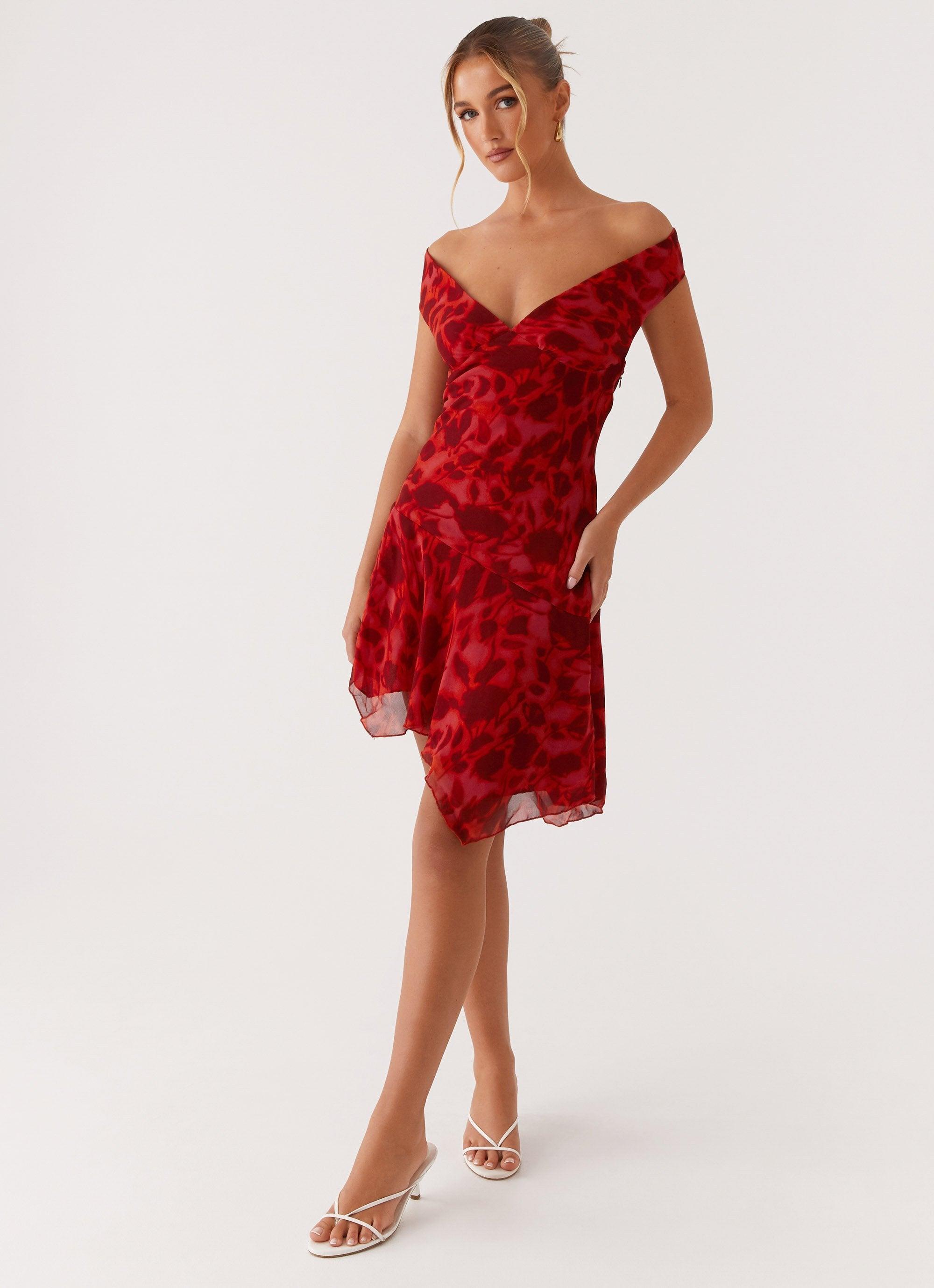 Alma Mini Dress - Deep Red Floral Product Image