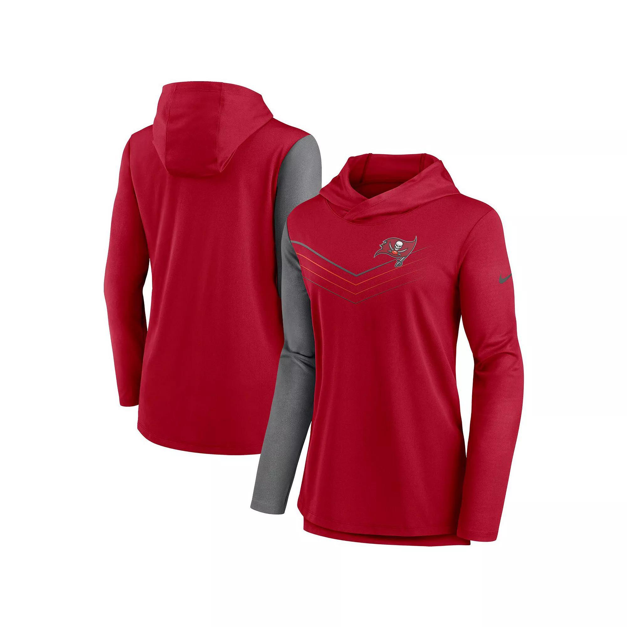 Women's Nike Navy/Heathered Charcoal Tennessee Titans Chevron Hoodie Performance Long Sleeve T-Shirt,  Product Image