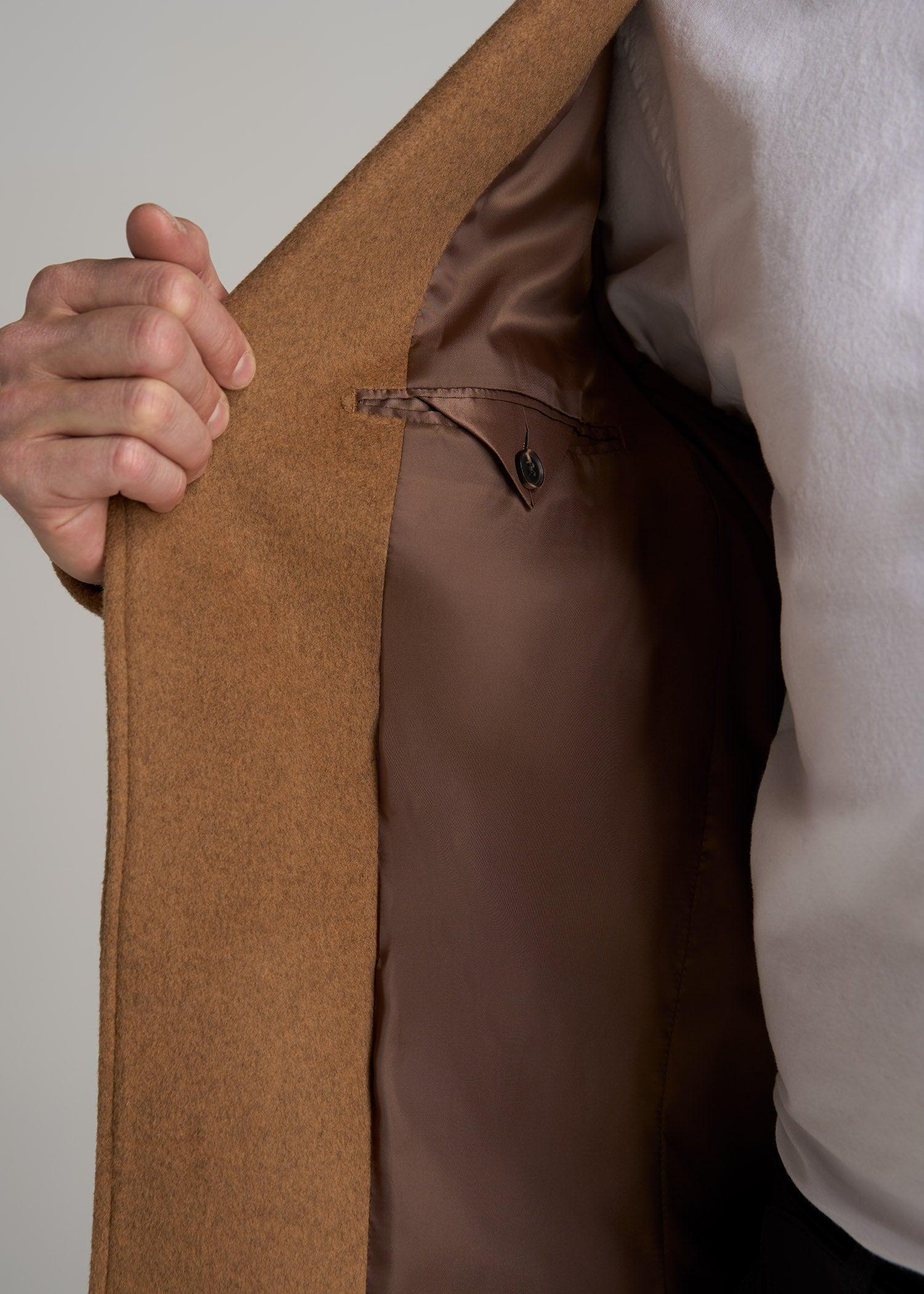 Wool Coat for Tall Men in Camel Product Image