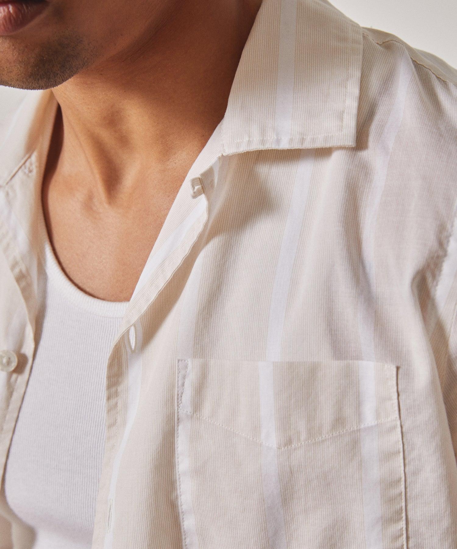 Summerweight Cafe Shirt in Ivory Stripe Product Image