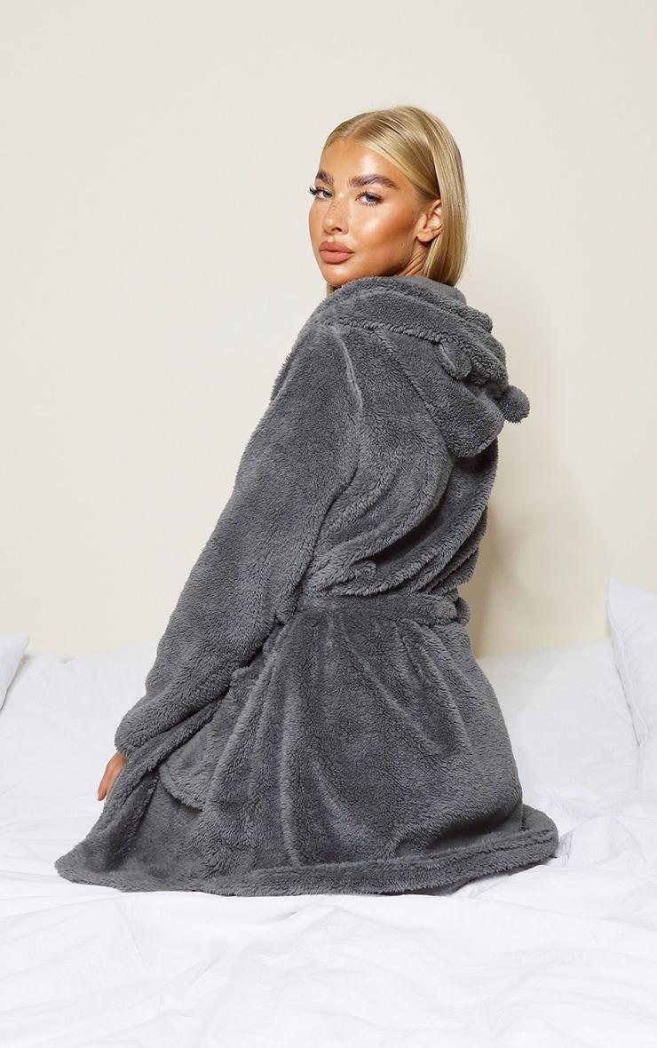 Charcoal Fluffy Teddy Ear Bath Robe Product Image