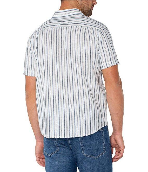 Liverpool Los Angeles Striped Short Sleeve Woven Linen Blend Shirt Product Image