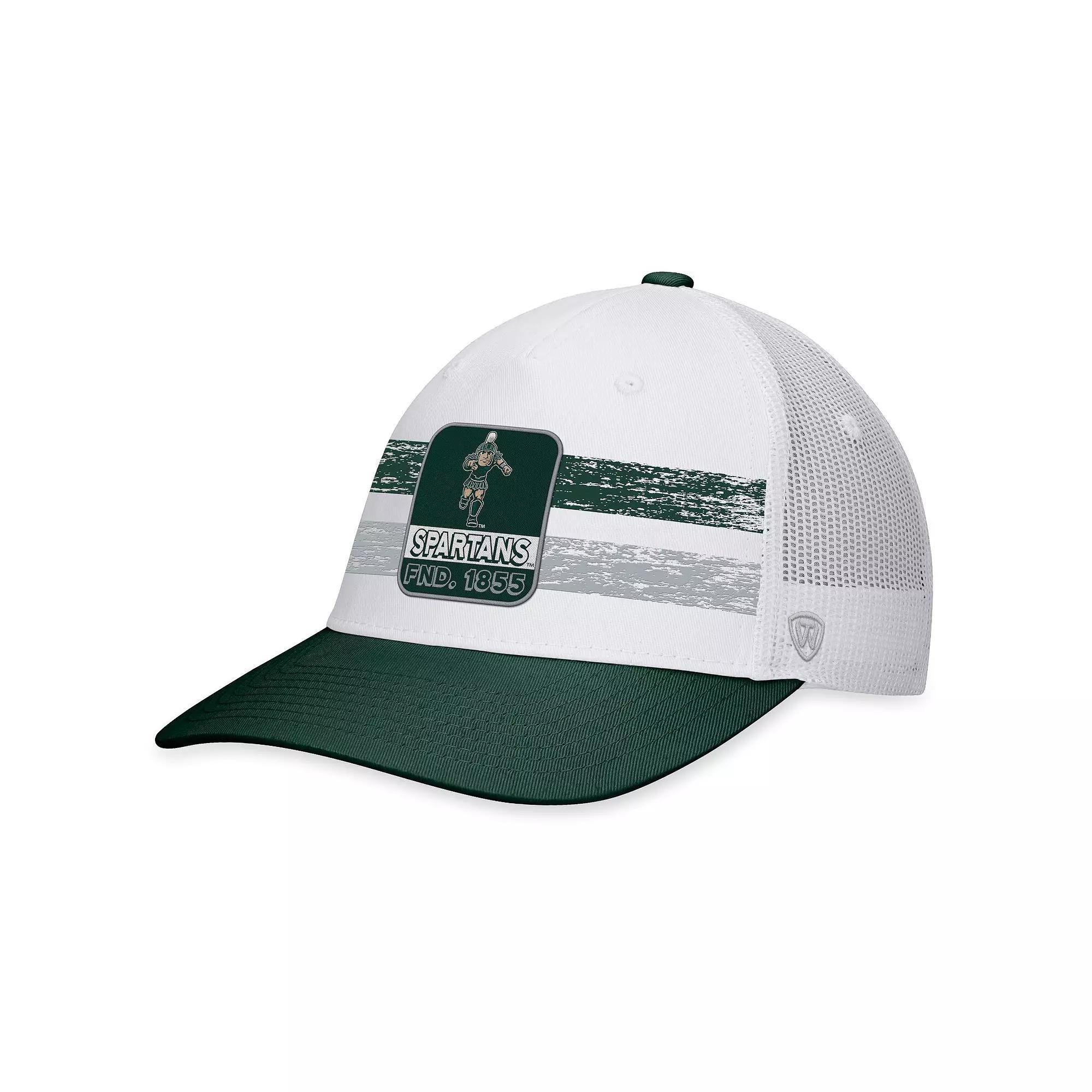 Men's Top of the World White/Green Michigan State Spartans Retro Fade Snapback Hat Product Image