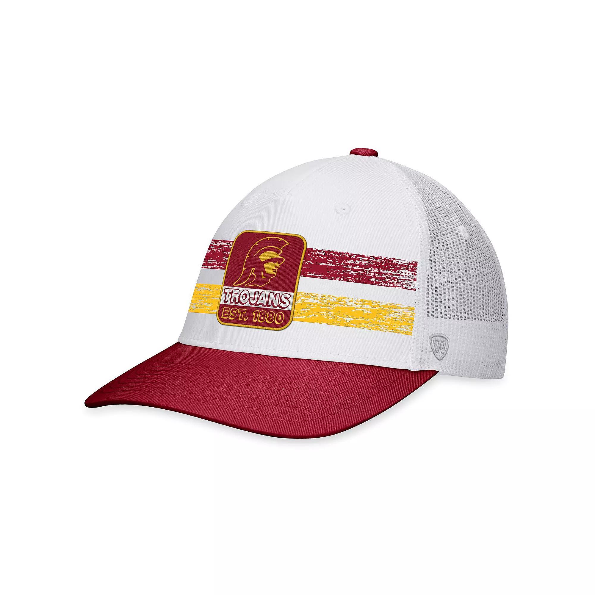 Men's Top of the World White/Cardinal USC Trojans Retro Fade Snapback Hat Product Image