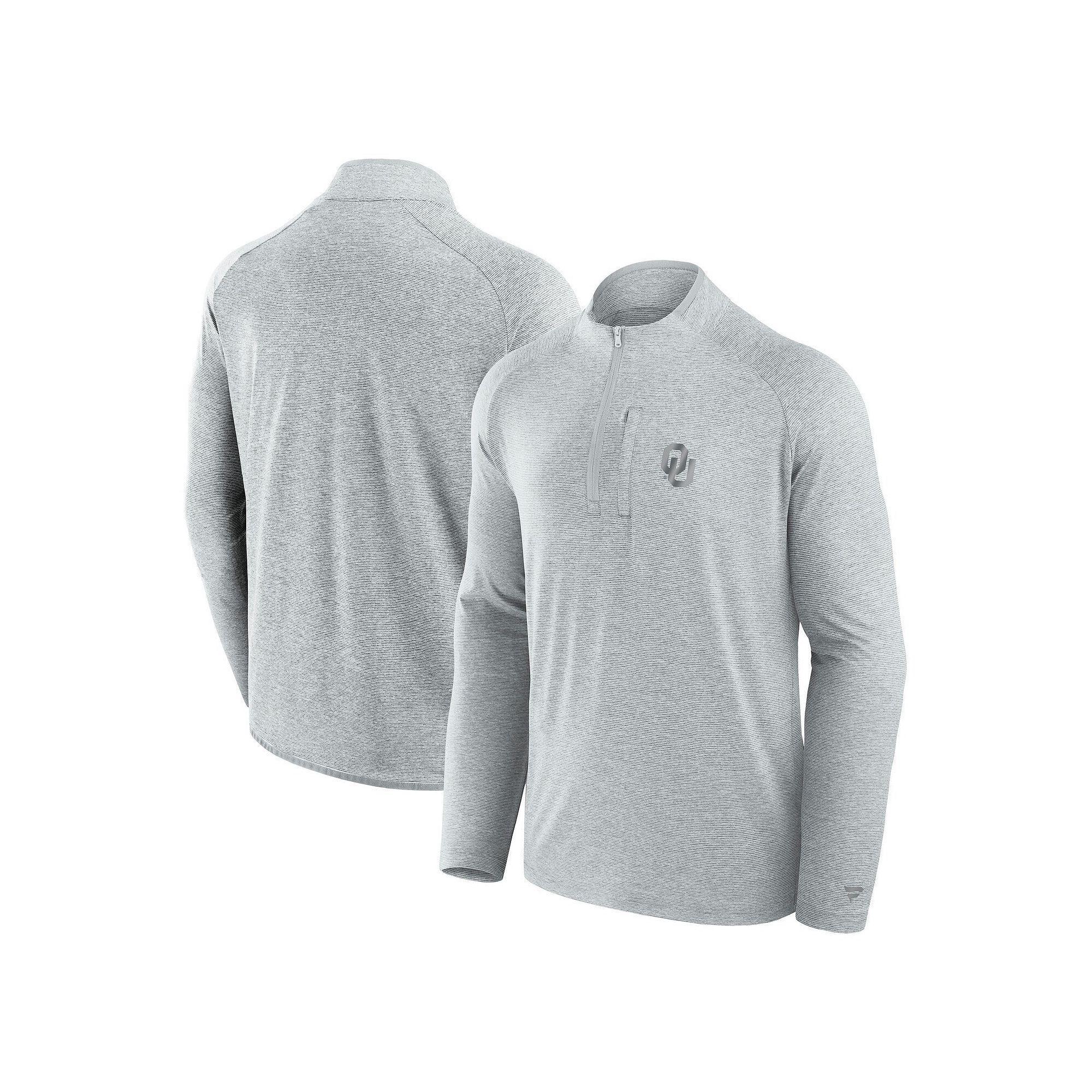 Men's Fanatics Gray Oklahoma Sooners Mock Neck Half-Zip Pullover Jacket,  Product Image