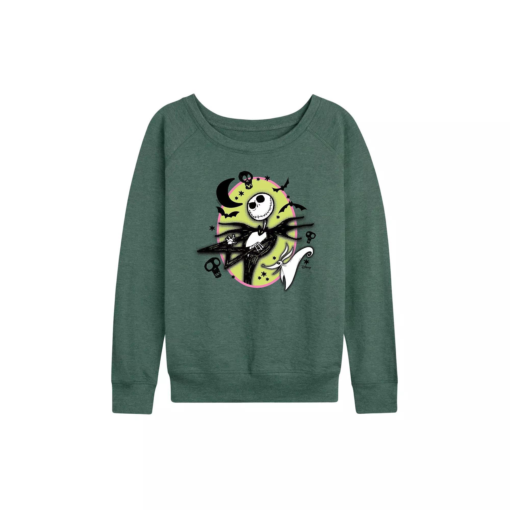 Disney's Nightmare Before Christmas Jack & Zero Women's Halloween French Terry Long Sleeve Tee, Size: XXL, Grey Green Product Image