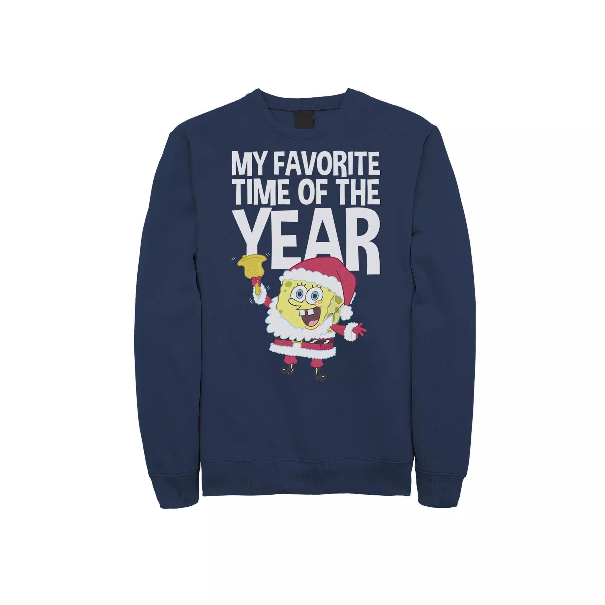 Men's Nickelodeon Spongebob Squarepants Santa Christmas Favortie Time Graphic Fleece Pullover,  Product Image