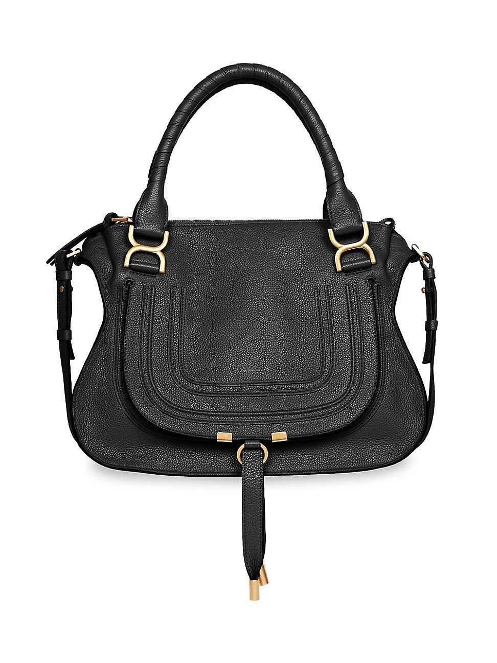 Marcie Medium Double Carry Satchel Bag in Grained Leather Product Image